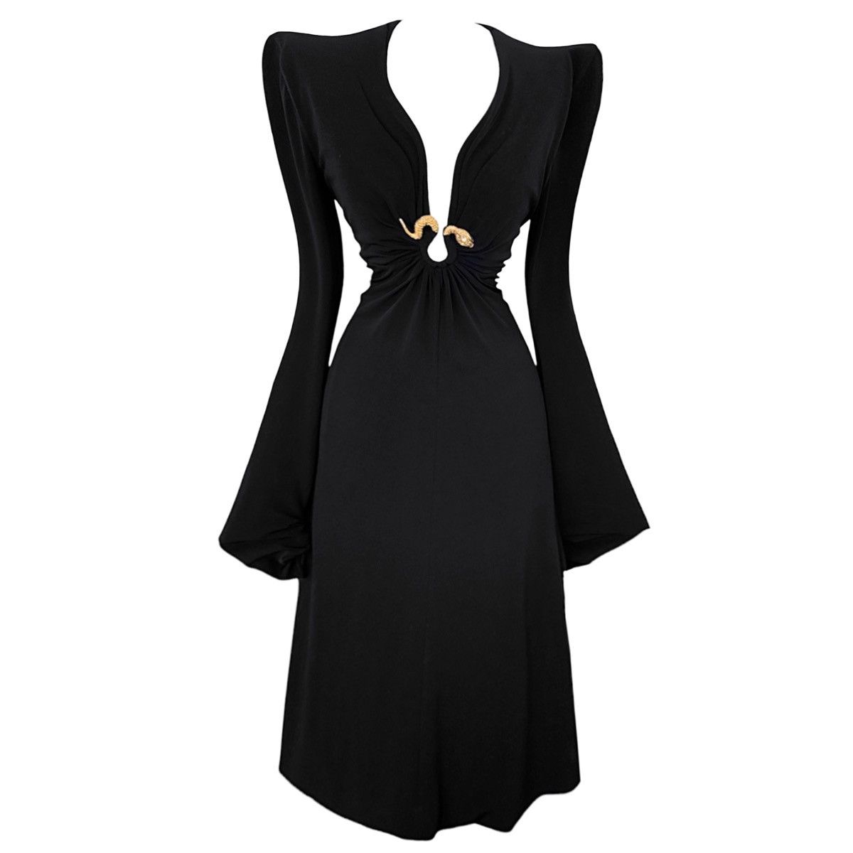 Roberto Cavalli Roberto Cavalli Runway FW 2007 sculptural black snake dress Size L / US 10 / IT 46 - 1 Thumbnail