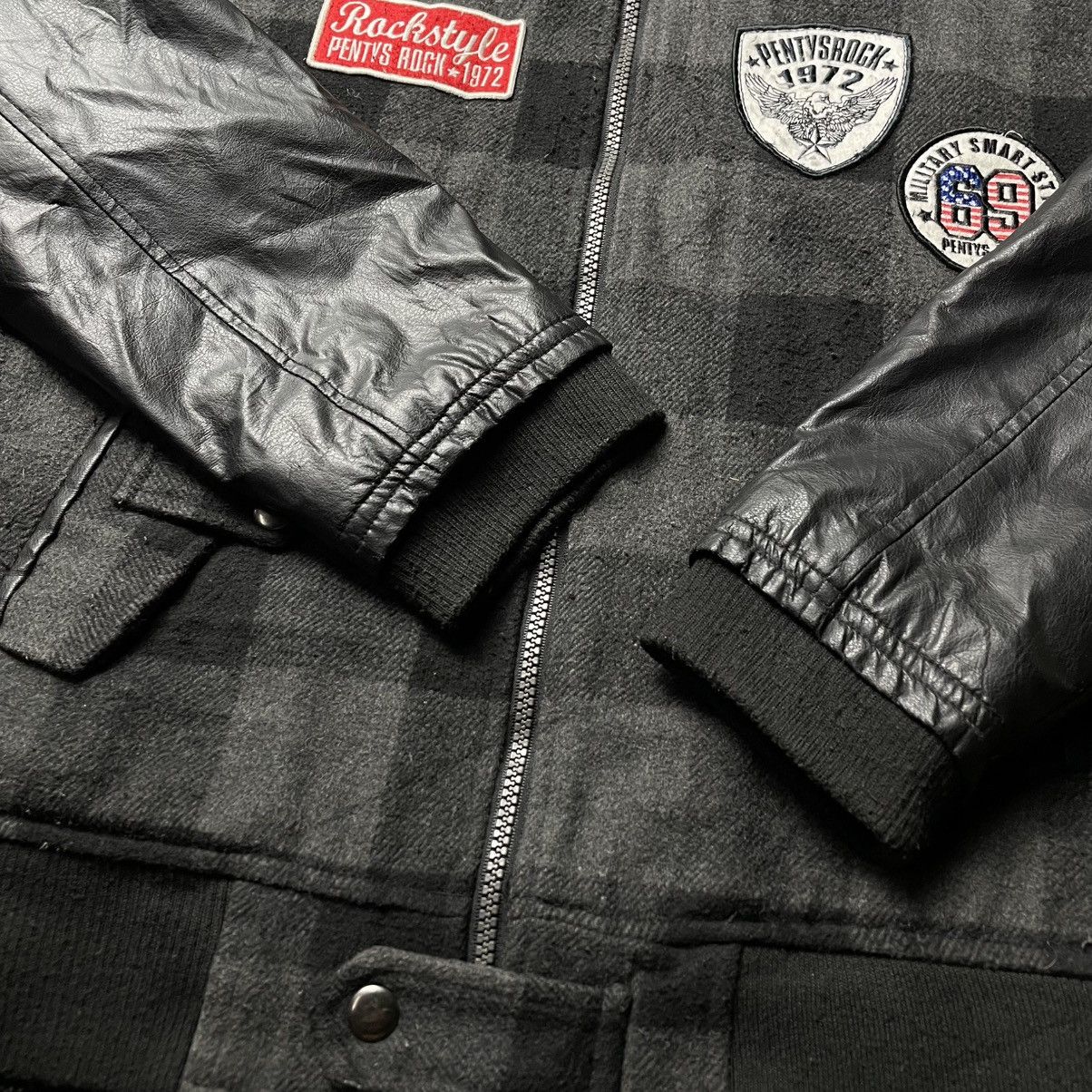 Hysteric Glamour PENTYS ROCK PATCHWORK CHECKERED WOOL + LEATHER BOMBER JACKET Size US M / EU 48-50 / 2 - 6 Thumbnail