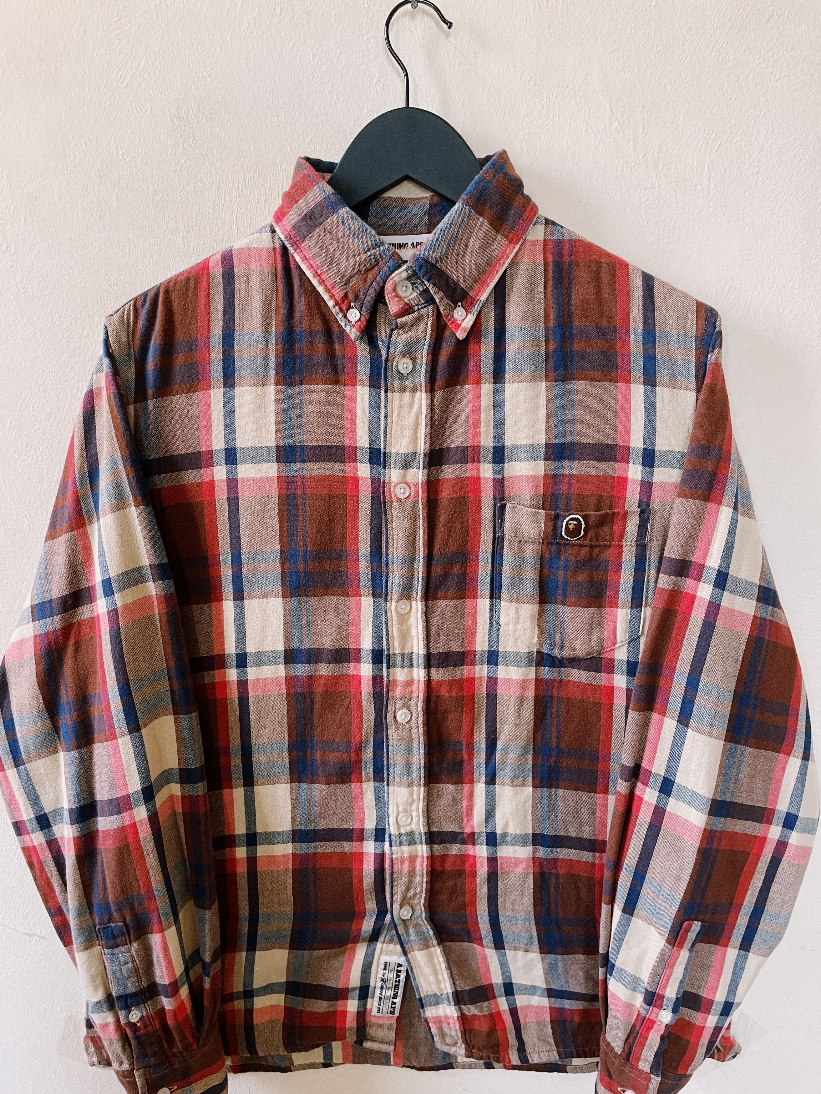 Bape × Nigo × Vintage Vintage Bape Lovegene Check Plaid Flannel Longsleeve Shirt Size US XL / EU 56 / 4 - 1 Thumbnail