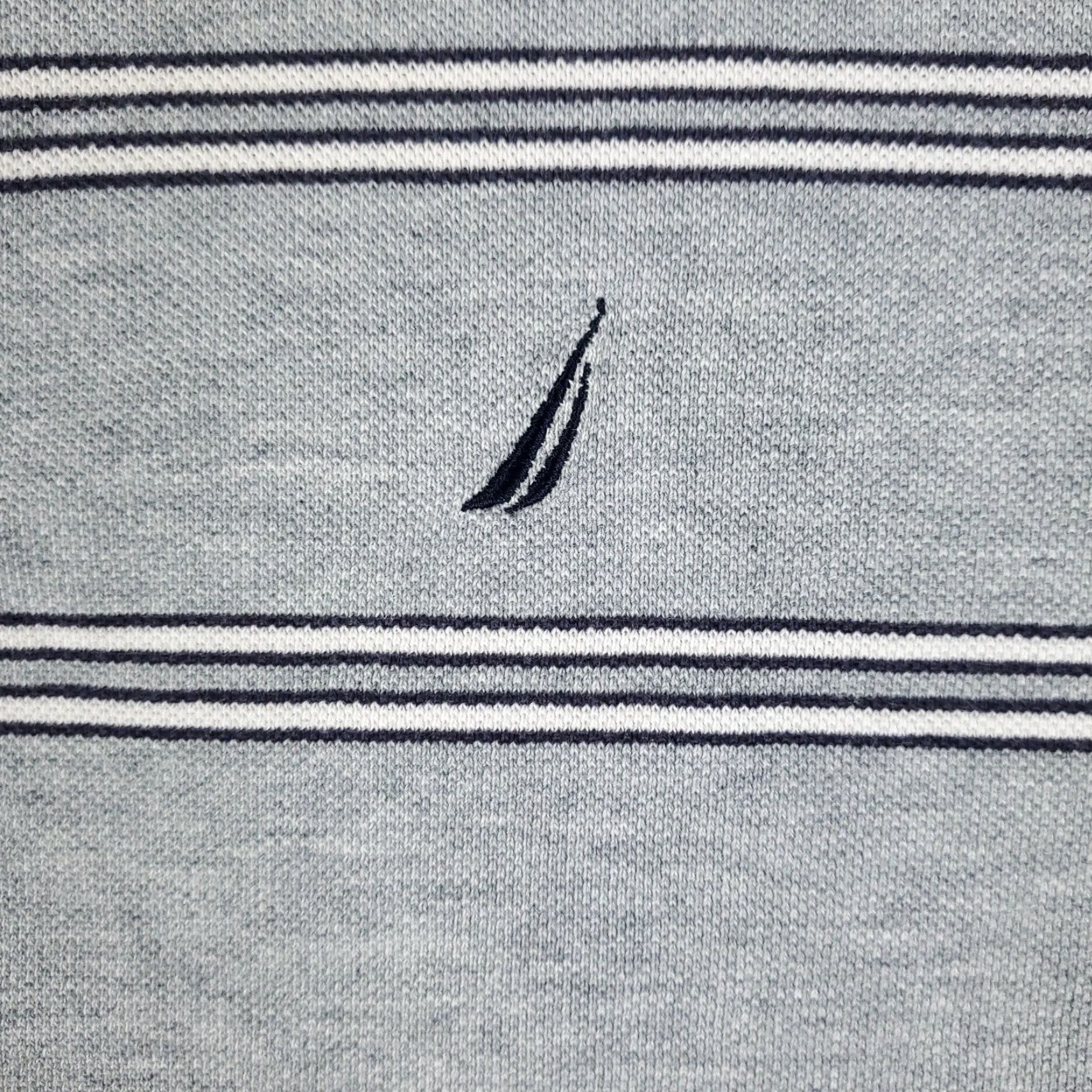 Nautica Nautica Polo Shirt Mens Medium Gray Striped Casual Short Sleeve Size US M / EU 48-50 / 2 - 2 Thumbnail