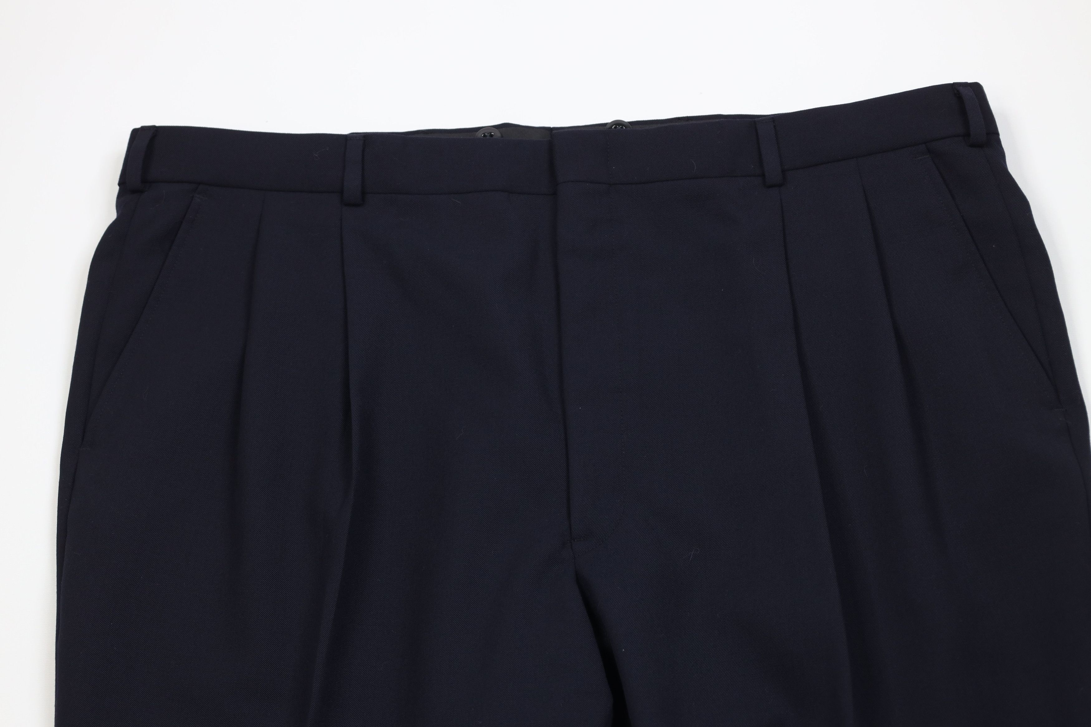 Vintage Vintage 70s Streetwear Knit Wide Leg Chino Pants Navy Blue Size US 42 / EU 58 - 2 Thumbnail