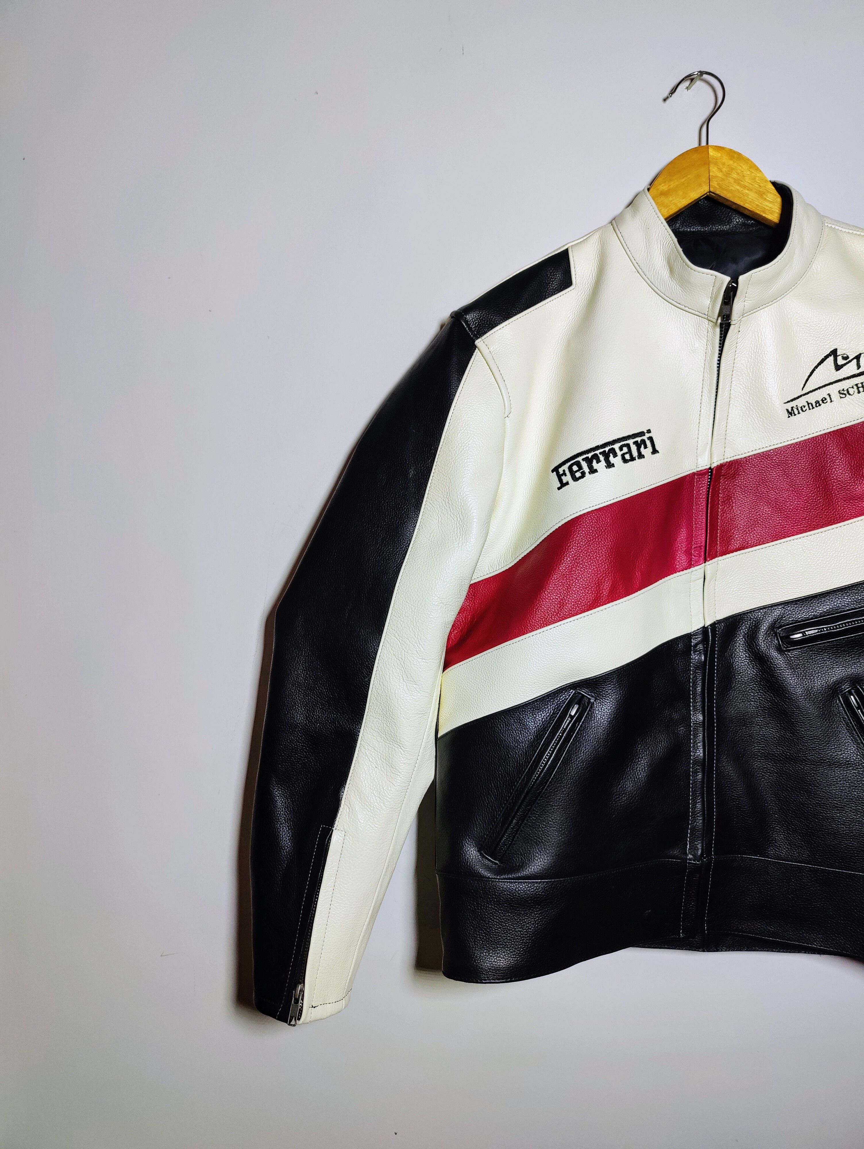 Formula 1 Ferrari Racing Leather Jacket 90s F1 Big Logo Streetwear Size US L / EU 52-54 / 3 - 3 Thumbnail
