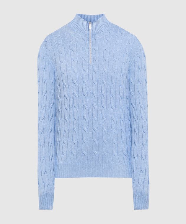 Brunello Cucinelli o1w1db10924 Cashmere Turtleneck in Light Blue Size US M / EU 48-50 / 2 - 1 Thumbnail