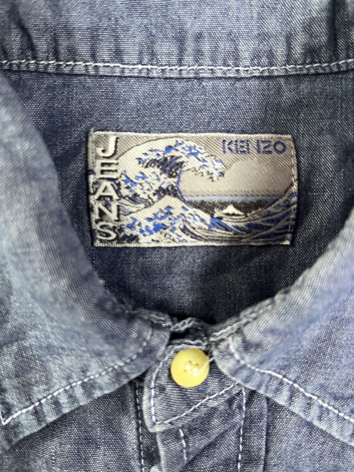 Kenzo Vintage Kenzo Embroidery Wave Indigo Denim Chambray Shirt Size US L / EU 52-54 / 3 - 11 Thumbnail