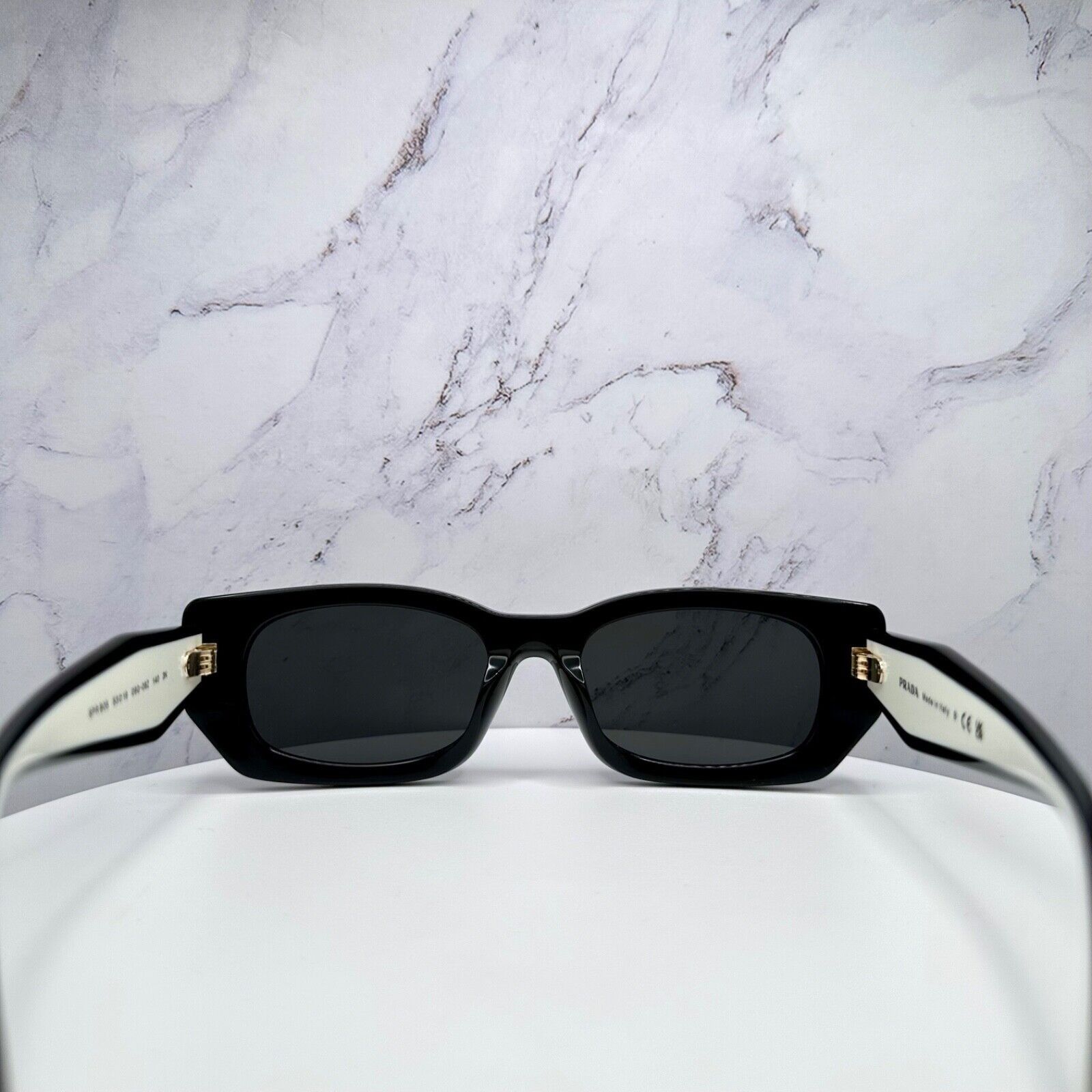 Prada New PRADA Sunglasses Logo Black & White Gold Metallic Logo Size ONE SIZE - 15 Thumbnail