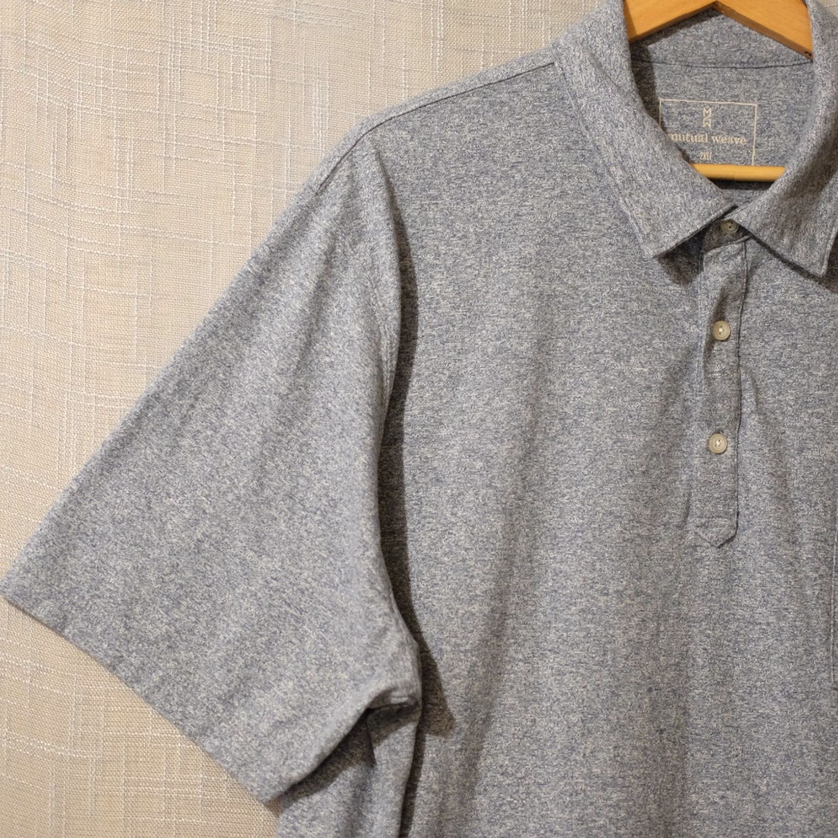 Vintage EUC Mutual Weave 3 Button Pullover Polo Shirt Heather Blue Mens 2XLT Size US XXL / EU 58 / 5 - 2 Thumbnail