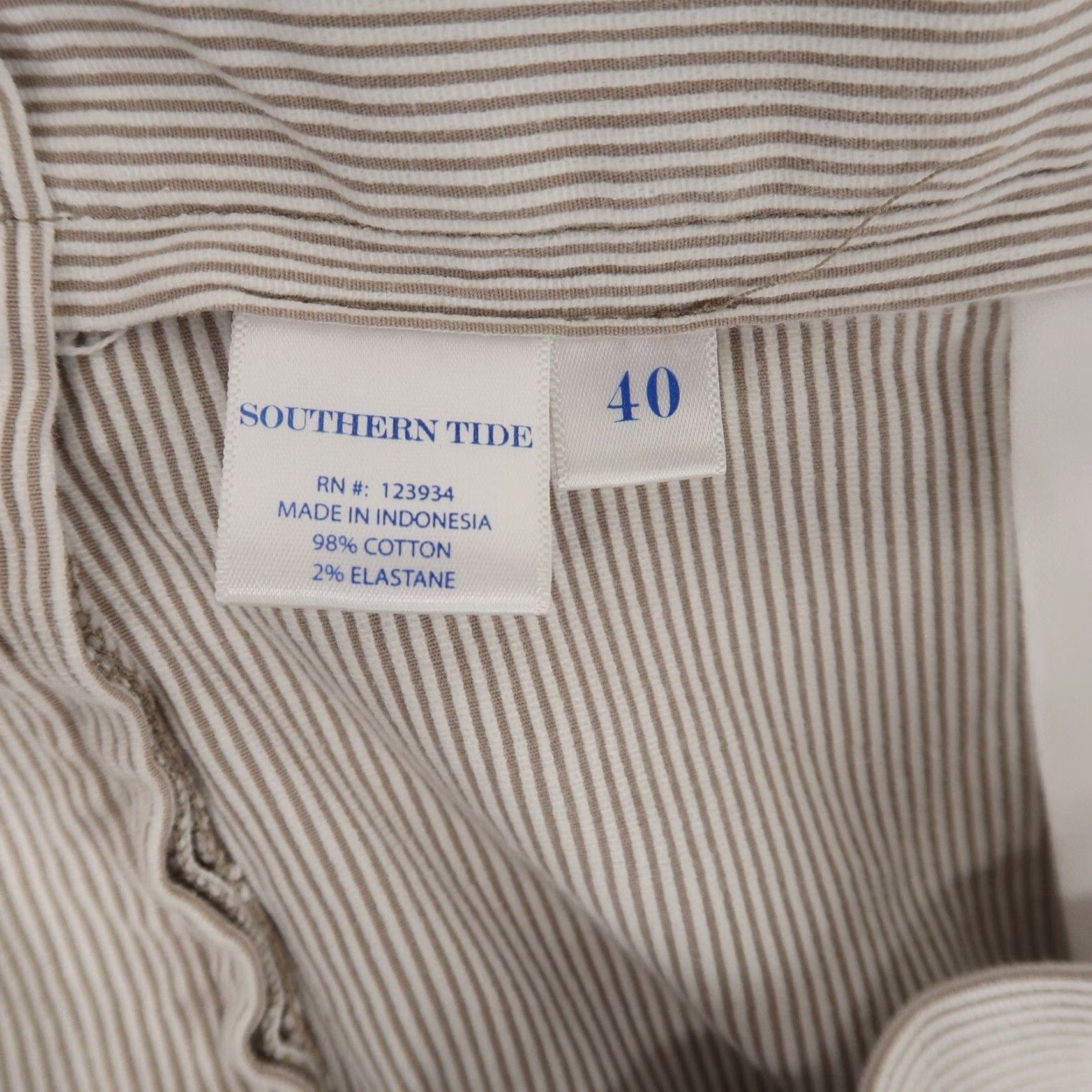 Southern Tide Southern Tide Chino Shorts Mens 40 Brown White Textured Stripe Size US 40 / EU 56 - 8 Thumbnail