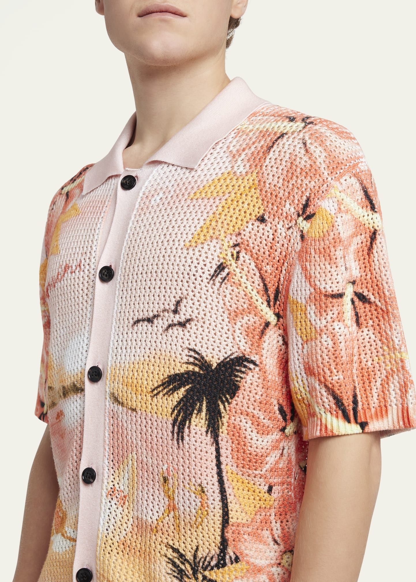 Amiri o1s1wg110725 Tropical Crochet Button-Down Shirt Multicolor Size US M / EU 48-50 / 2 - 5 Thumbnail