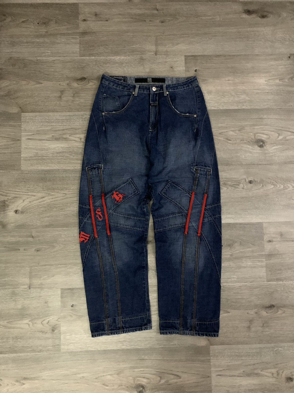 image of Marithe Francois Girbaud x Vintage Marithé + François Girbaud Men's Red And Navy 13 Jeans in Blue (