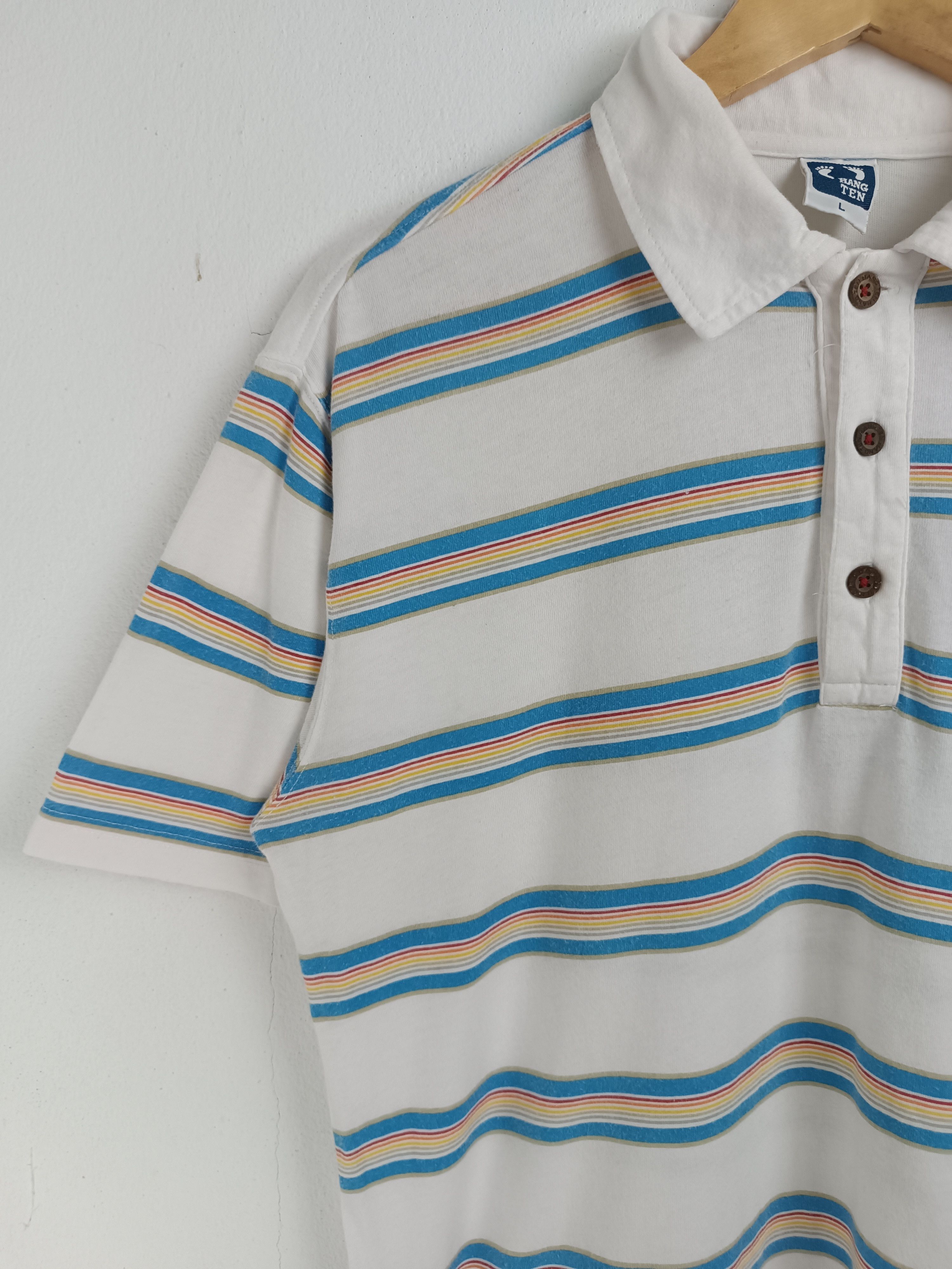 Hang Ten VINTAGE HANG TEN COLLAR TEE WOOD BUTTON HAWAII BEACH Size US L / EU 52-54 / 3 - 5 Thumbnail