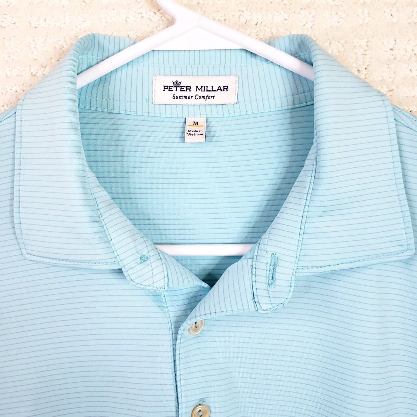 Peter Millar Peter Millar Crown Summer Comfort Striped Golf Polo Aqua Blue Striped Men's M Size US M / EU 48-50 / 2 - 4 Thumbnail