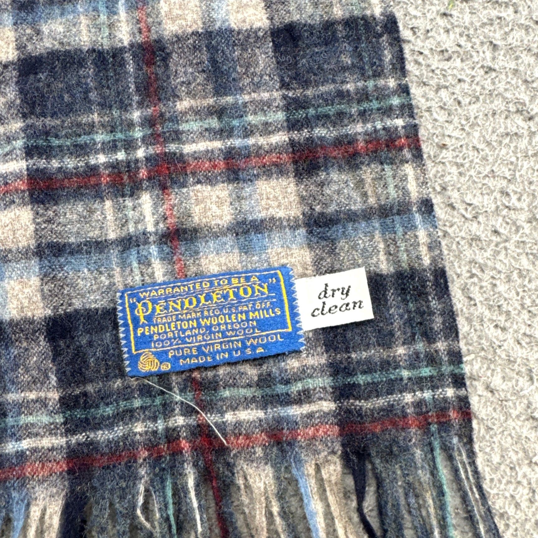 Pendleton VINTAGE Pendleton Scarf Plaid 100% Virgin Wool Blue Fringe Men Adult Wool Classic USA Made Tassels Size ONE SIZE - 2 Thumbnail
