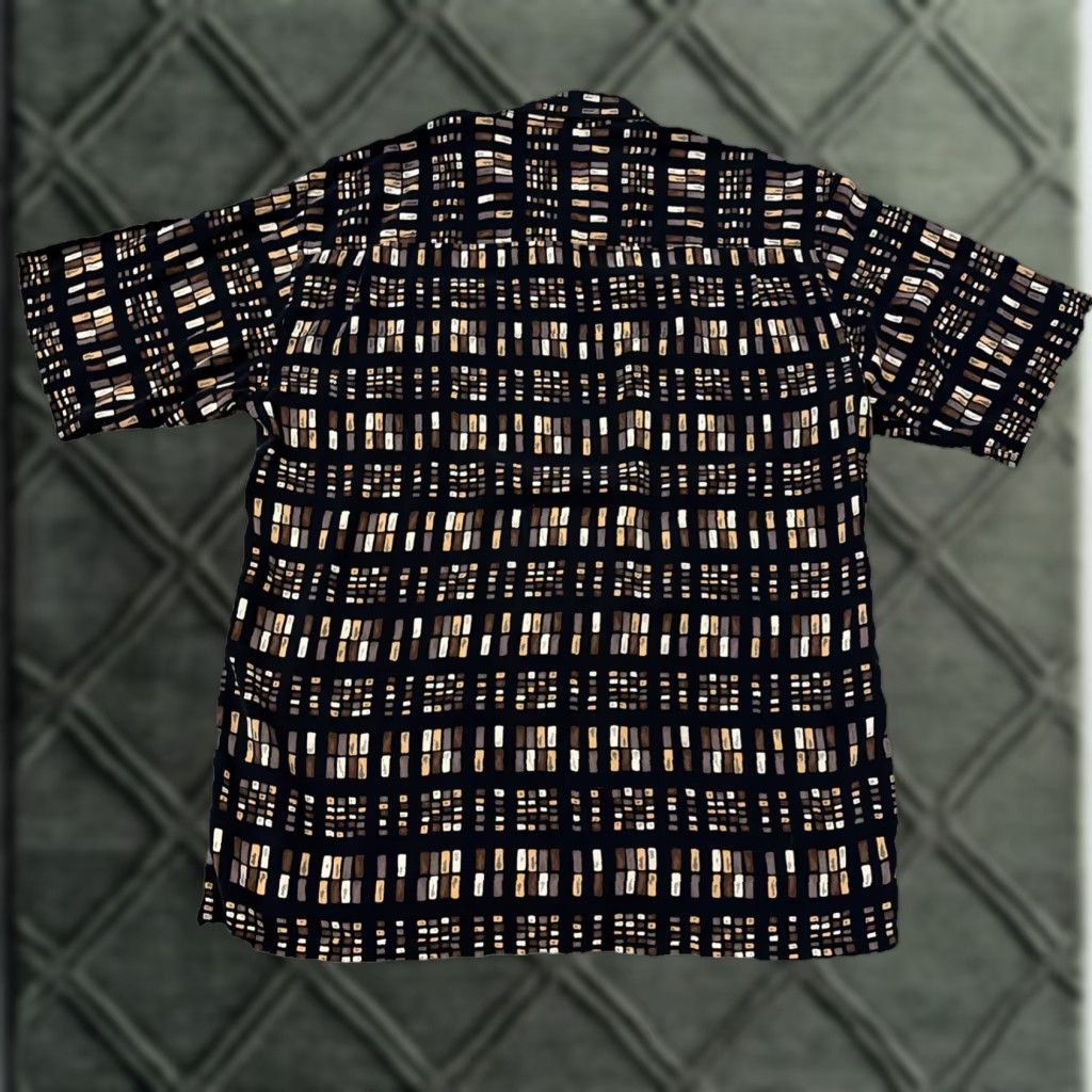 Countess Mara VINTAGE Countess Mara Black Brown Geometric Pattern Button Up Shirt Large 90s Men Short Sleeve L Brown Black Geometric 90s Button Up Shirt Mens Size US L / EU 52-54 / 3 - 1 Thumbnail