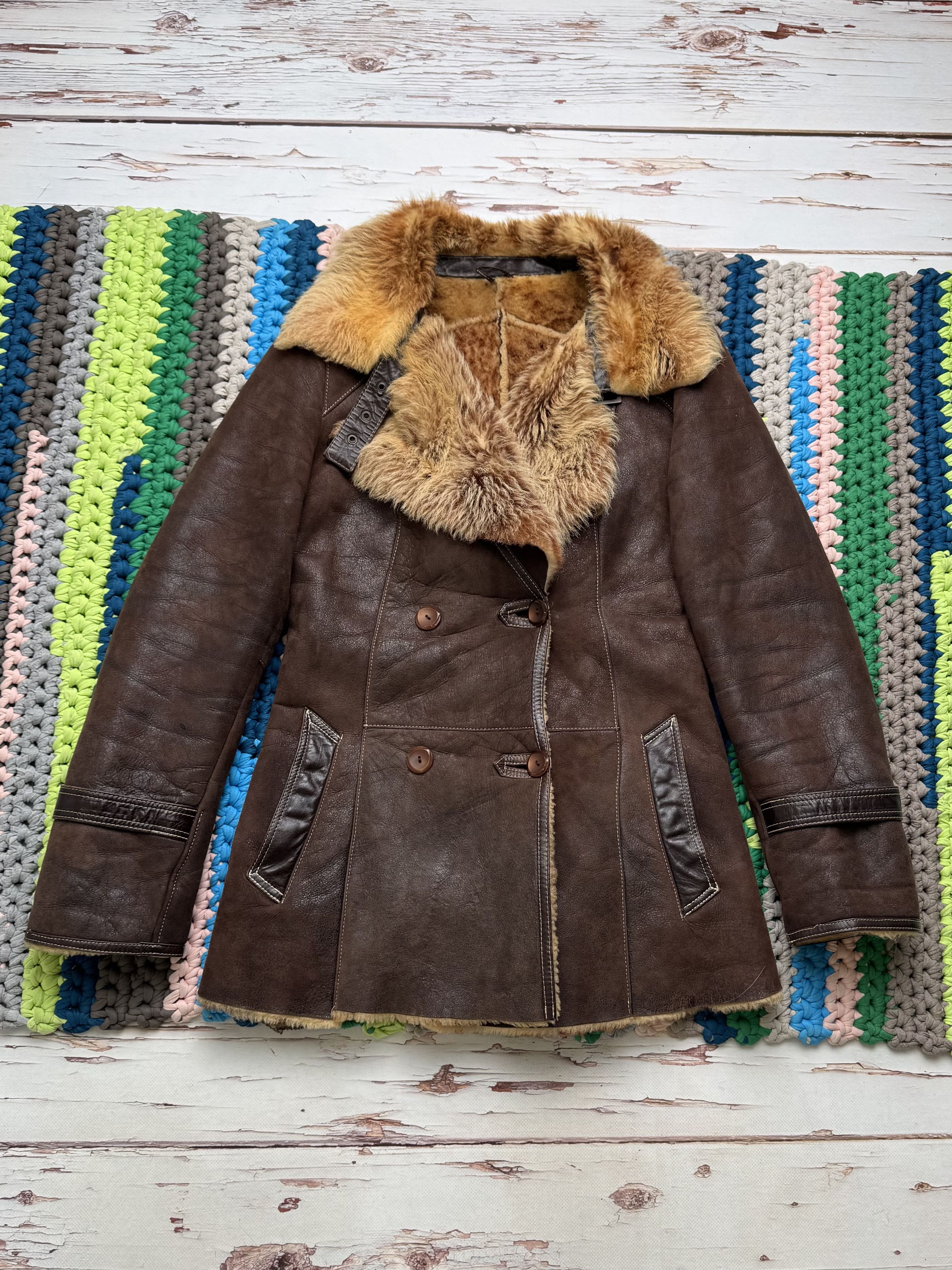 Japanese Brand Vintage Real Sheepskin Coat (ET1)(D15) Size S / US 4 / IT 40 - 1 Thumbnail