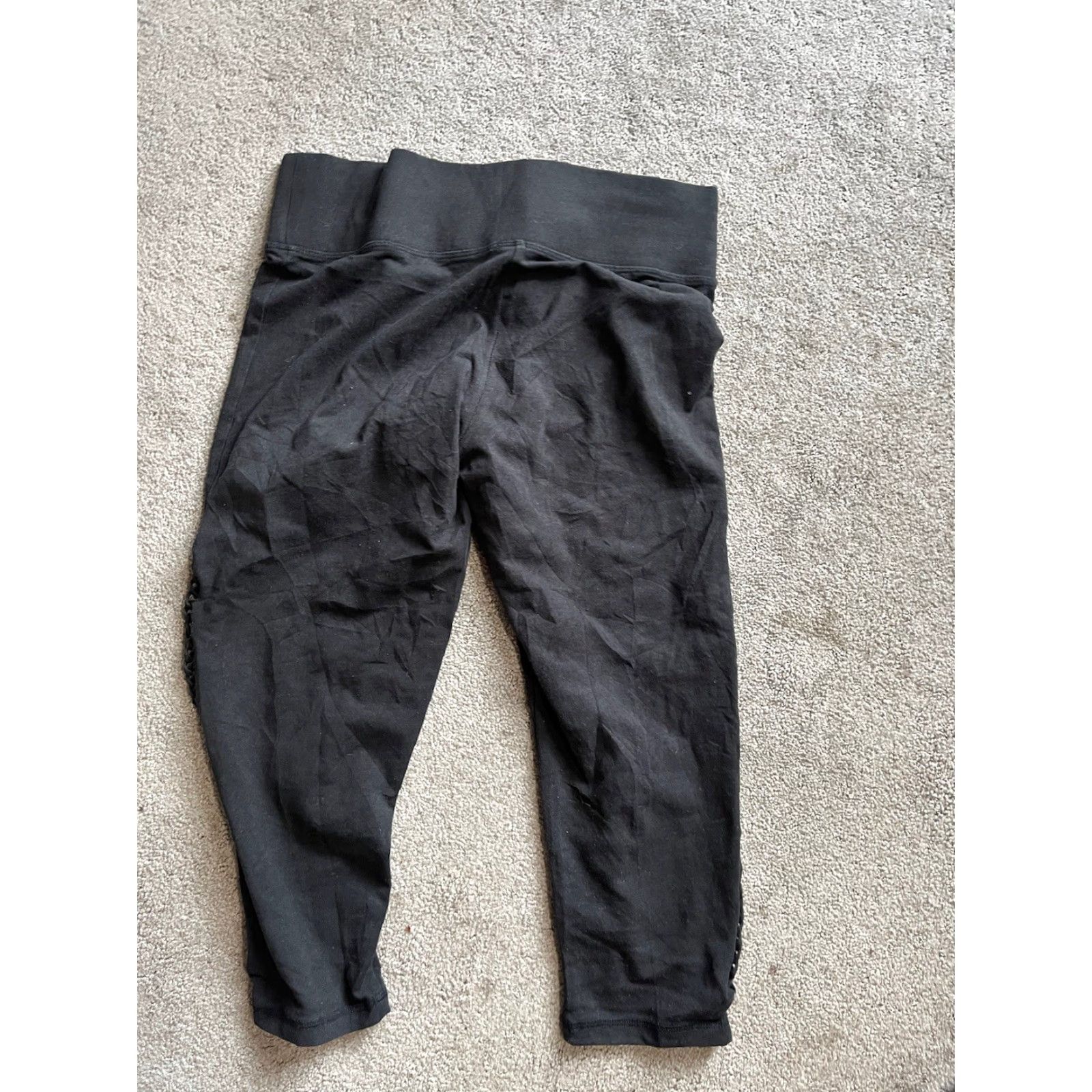 Victoria's Secret VICTORIA'S SECRET Black Capri Leggings Women Medium Stretch Cotton Activewear Size 32" / US 10 / IT 46 - 3 Thumbnail