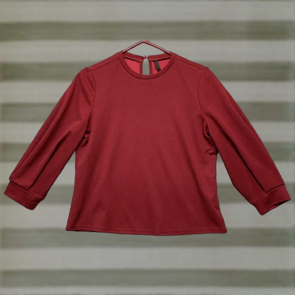 Shein Shein Women's Cropped Top M 3/4 Sleeve Burgundy Stretch Machine Wash NEW w/o Tag Blouse Shirt Womens Size M / US 6-8 / IT 42-44 - 1 Thumbnail