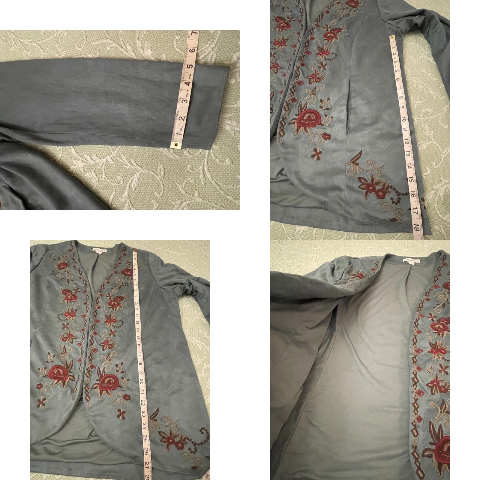 Coldwater Creek Coldwater Creek PL 14 L Western Moleskin Boho Art Folk Long Blazer Jacket XL Women Soft Gray Green Blue Size XL / US 12-14 / IT 48-50 - 8 Thumbnail