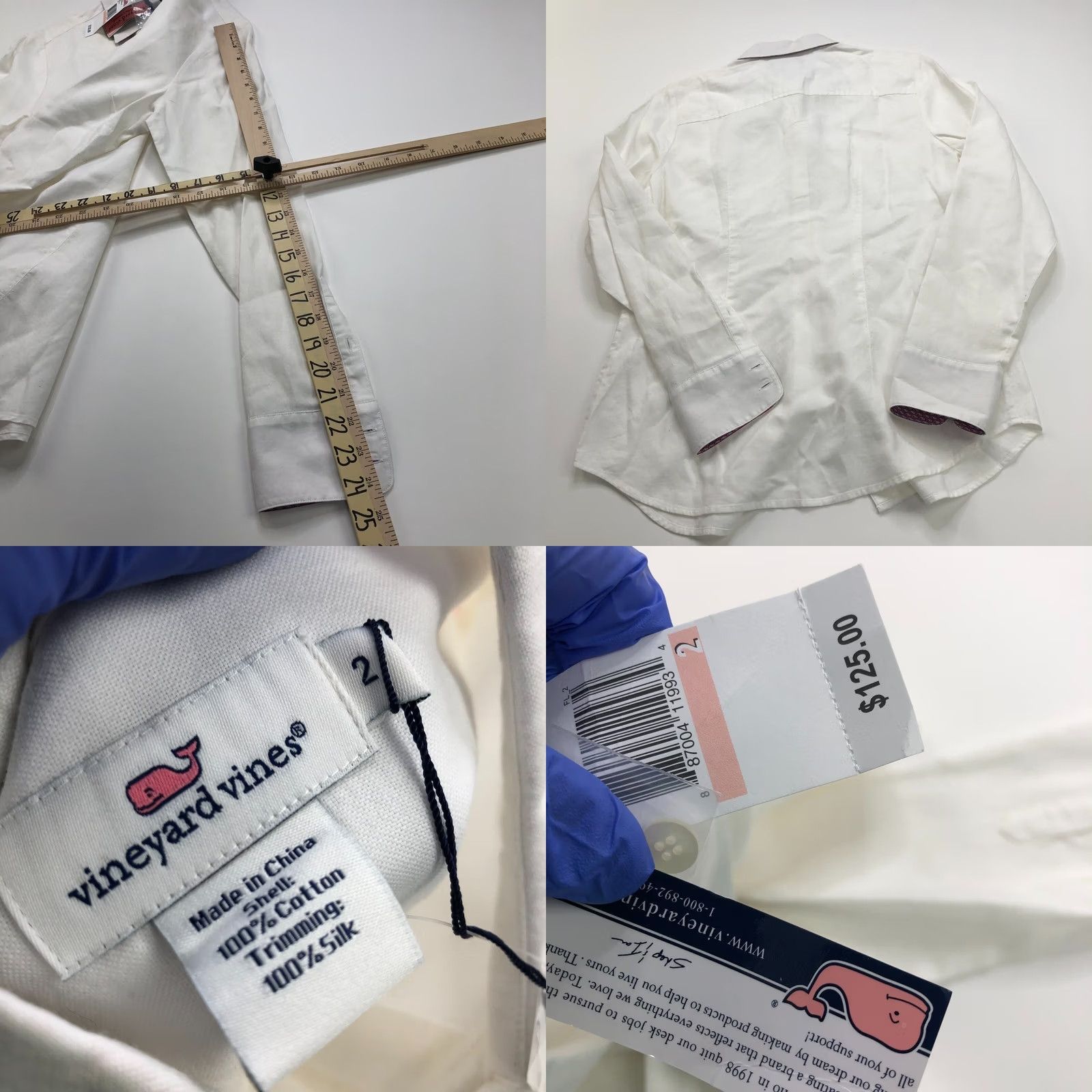 Vineyard Vines VINEYARD VINES Shirt Women's 2 Button Long Sleeve 100% Cotton White Shirt Button-Up Casual All Seasons Womens Size XS / US 0-2 / IT 36-38 - 8 Thumbnail