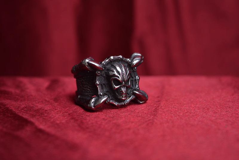 Jewelry Skull Dark Jewelry Rings Open Size Chrome Ring (Size 7-13) Size ONE SIZE - 3 Thumbnail
