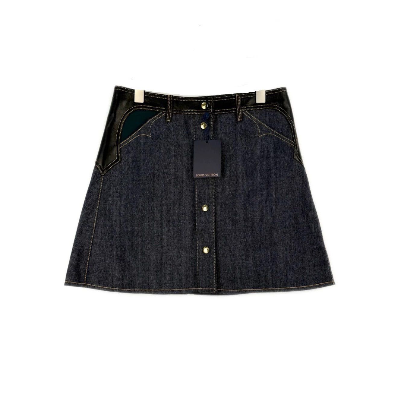 Louis Vuitton Louis Vuitton Blue Denim Skirt with Gold Buckle - dmc Size US 34 / EU 50 - 1 Thumbnail