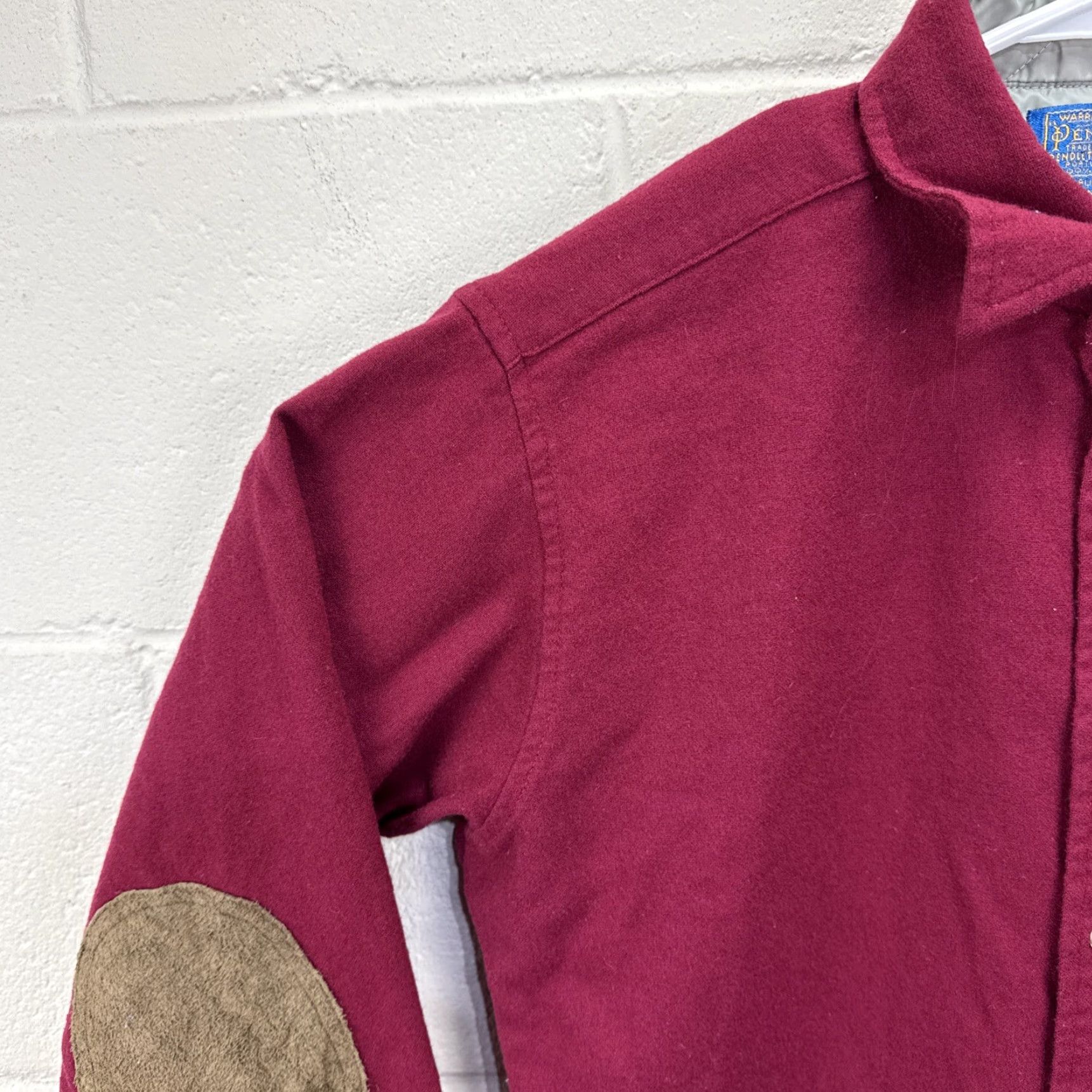Pendleton VTG Pendleton Flannel Shirt Medium Burgundy Elbow Patches Pure Virgin Wool USA Size US M / EU 48-50 / 2 - 4 Thumbnail