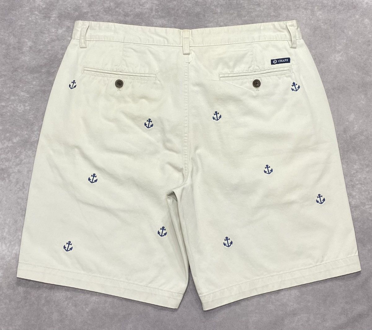 Chaps Vintage Chaps Light Khaki Anchor Cotton Chino Shorts Size US 34 / EU 50 - 2 Thumbnail