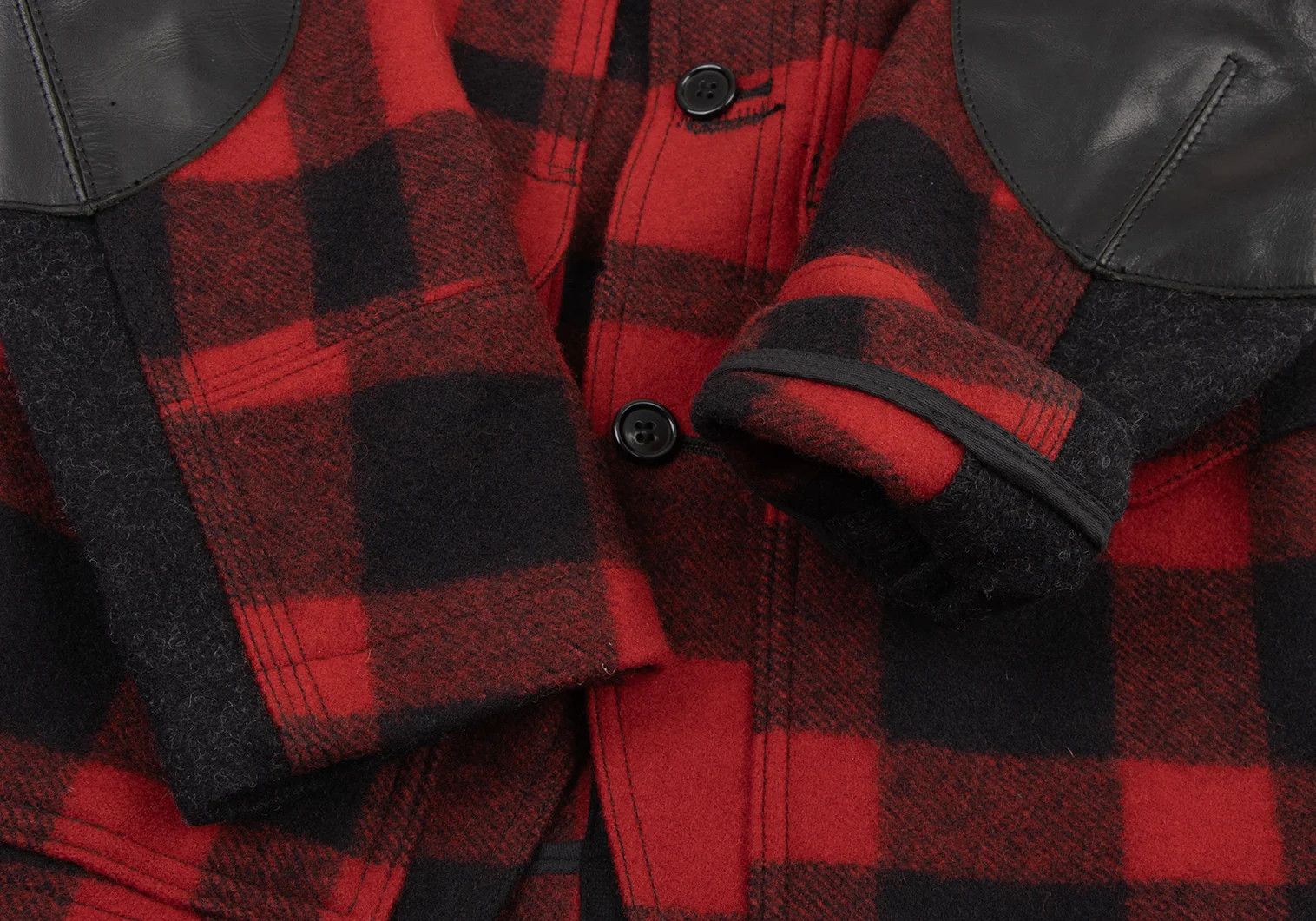 Junya Watanabe Checkered Leather Elbow Patch Jacket Red and Black Size US M / EU 48-50 / 2 - 7 Thumbnail