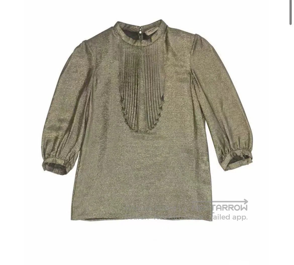 Saint Laurent Paris Saint Laurent Metallic Gold Pleated Blouse. Size M / US 6-8 / IT 42-44 - 1 Thumbnail