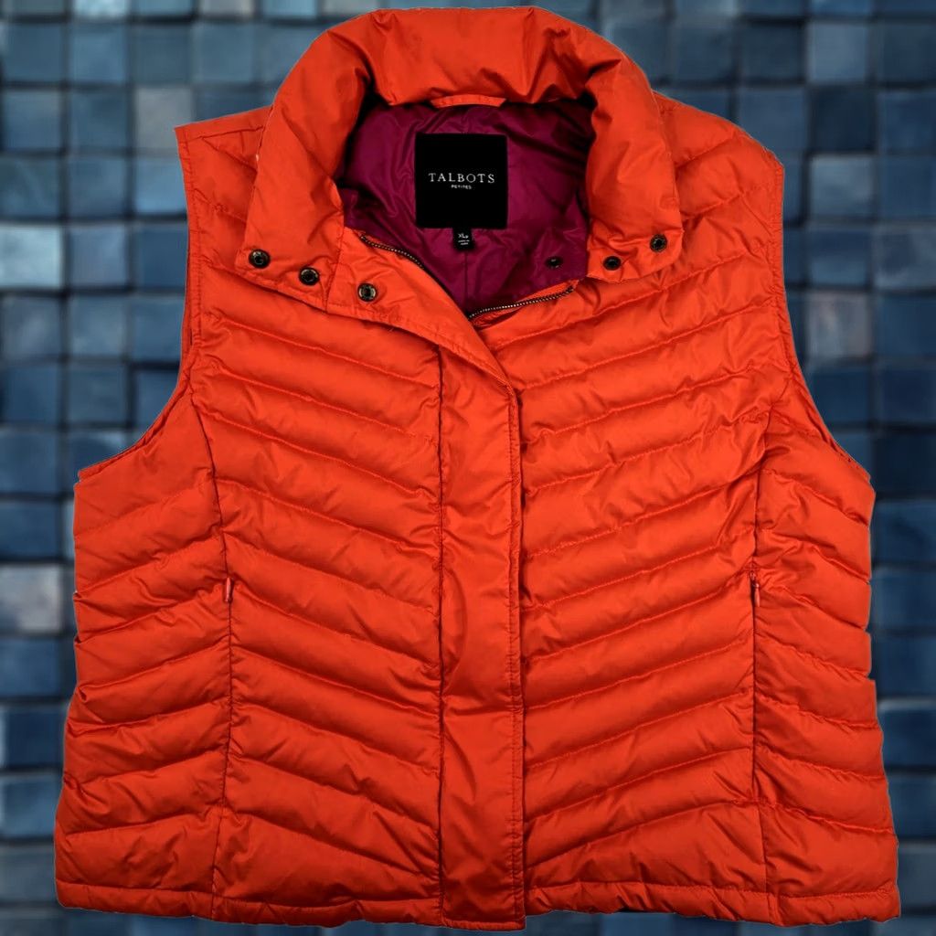 Talbots Talbots Down Insulated Puffer Quilted Vest Women XL Petite, Orange Full Zip — Excellent Condition Size XL / US 12-14 / IT 48-50 - 1 Thumbnail