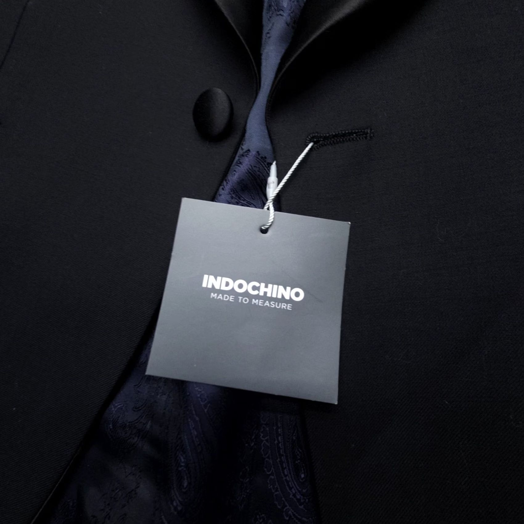Vintage Indochino Tuxedo Jacket Mens Regular Wool Black Paisley Lined NWT 42 C Size 42R - 4 Thumbnail