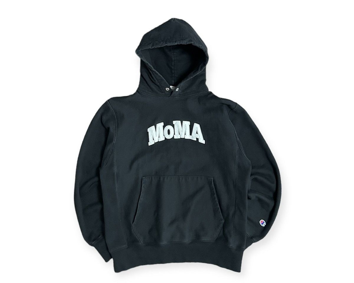 image of Champion x Moma Reverse Weave Hoodie in Black, Men's (Size Medium)