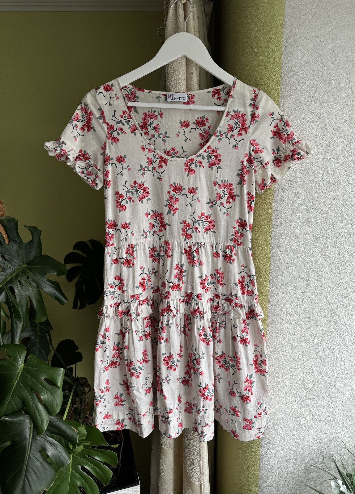 RED Valentino RED Valentino Cotton Floral Dress Cherry Blossoms Print Size S / US 4 / IT 40 - 1 Thumbnail