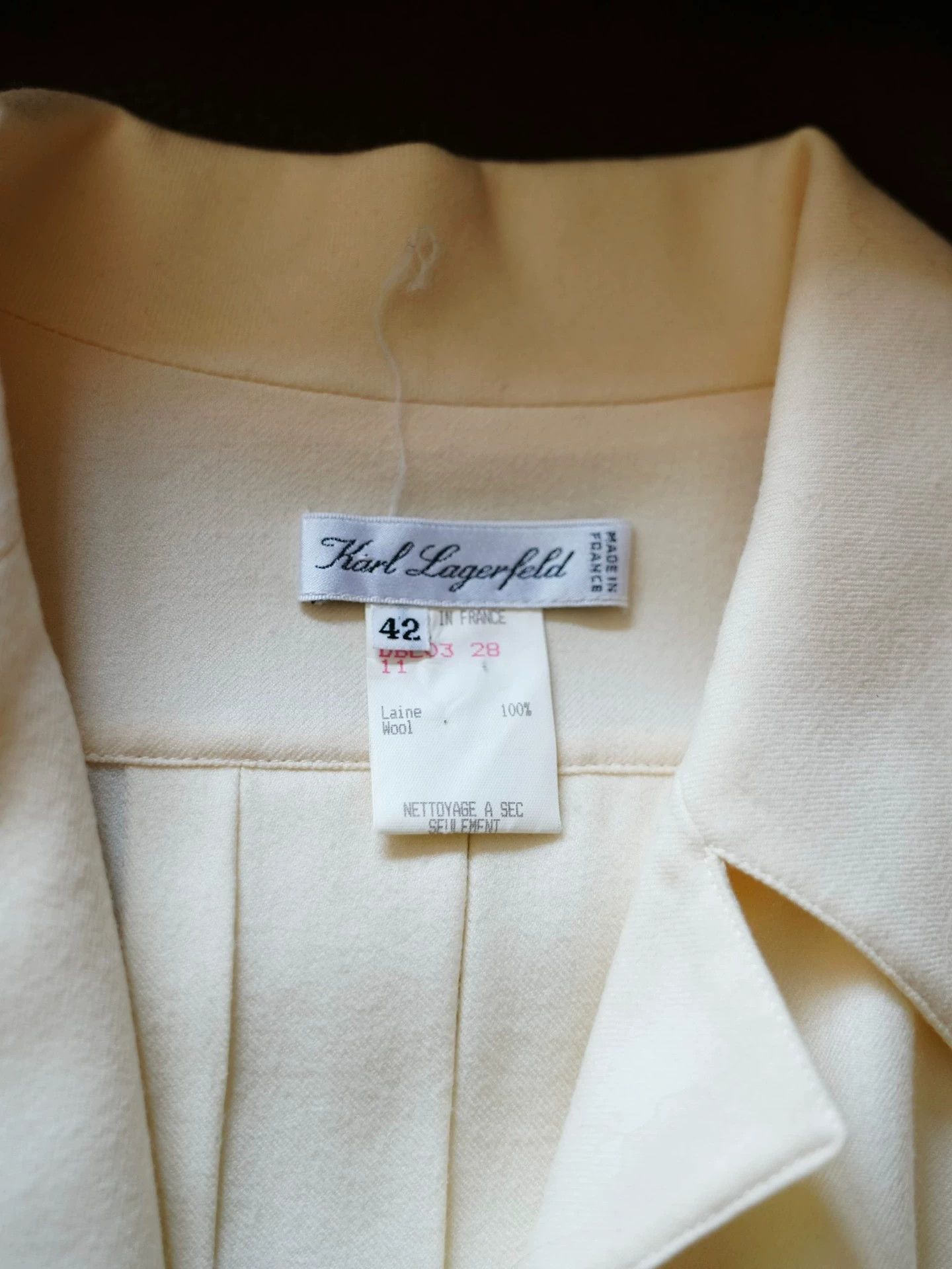 Karl Lagerfeld Karl Lagerfeld Vintage Cream Wool Oversized Shirt Dress Size M / US 6-8 / IT 42-44 - 9 Thumbnail