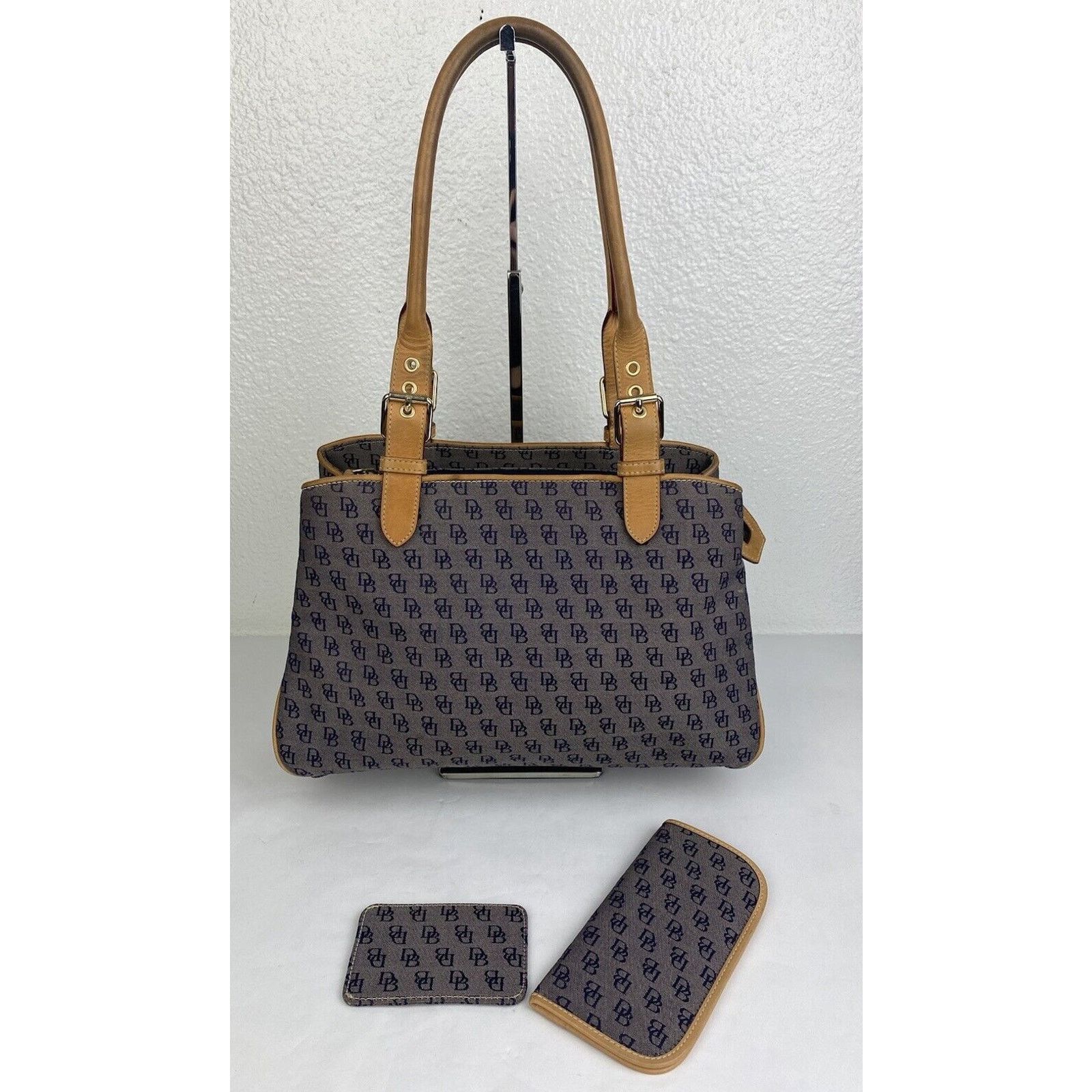 Dooney & Bourke Set Blue Logo Bag ID Holder Sunglasses Pouch