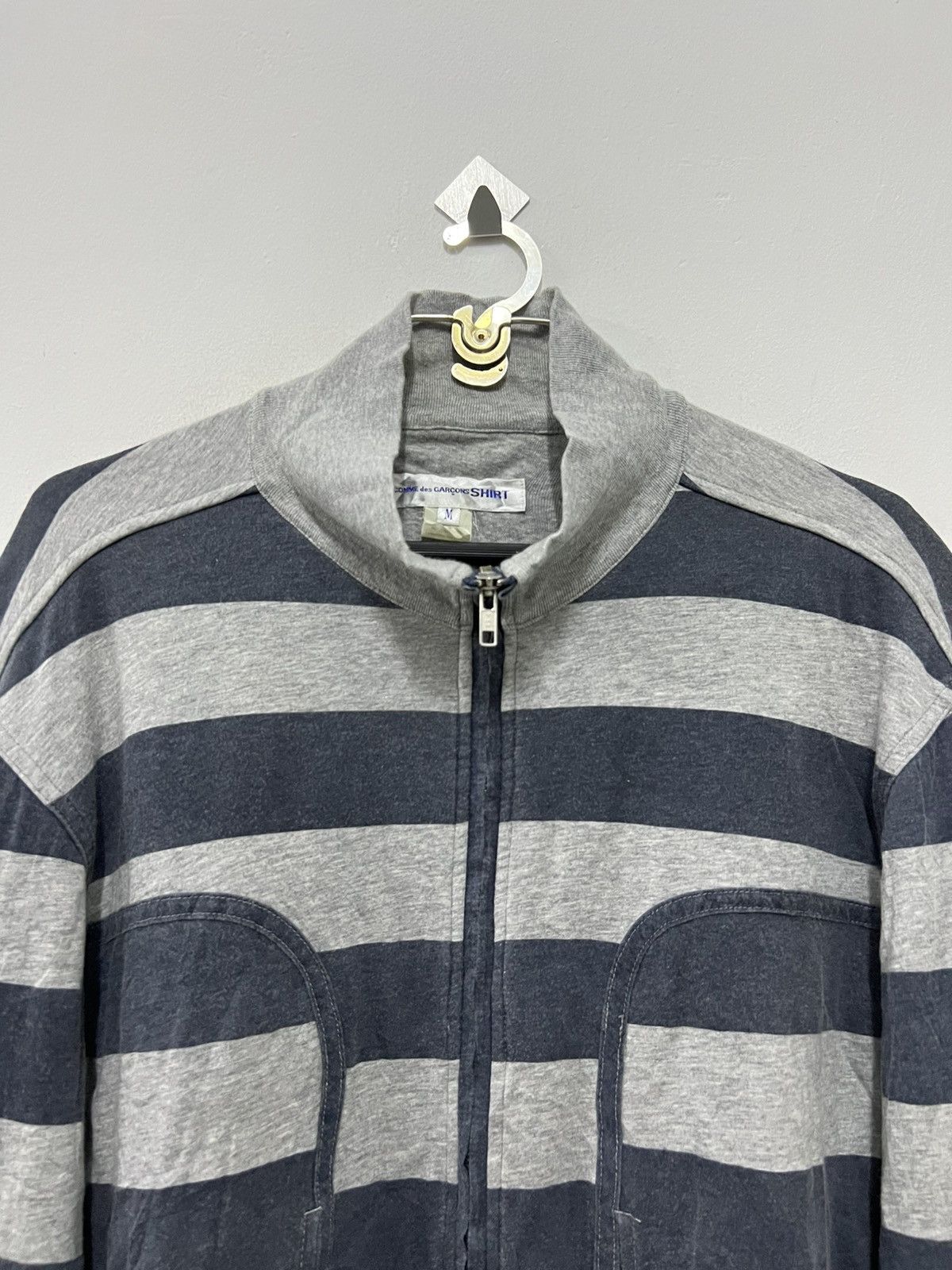 Comme des Garcons AW16 Border Striped Big Utility Pocket Zipper Mock Neck Swtr Size US M / EU 48-50 / 2 - 5 Thumbnail