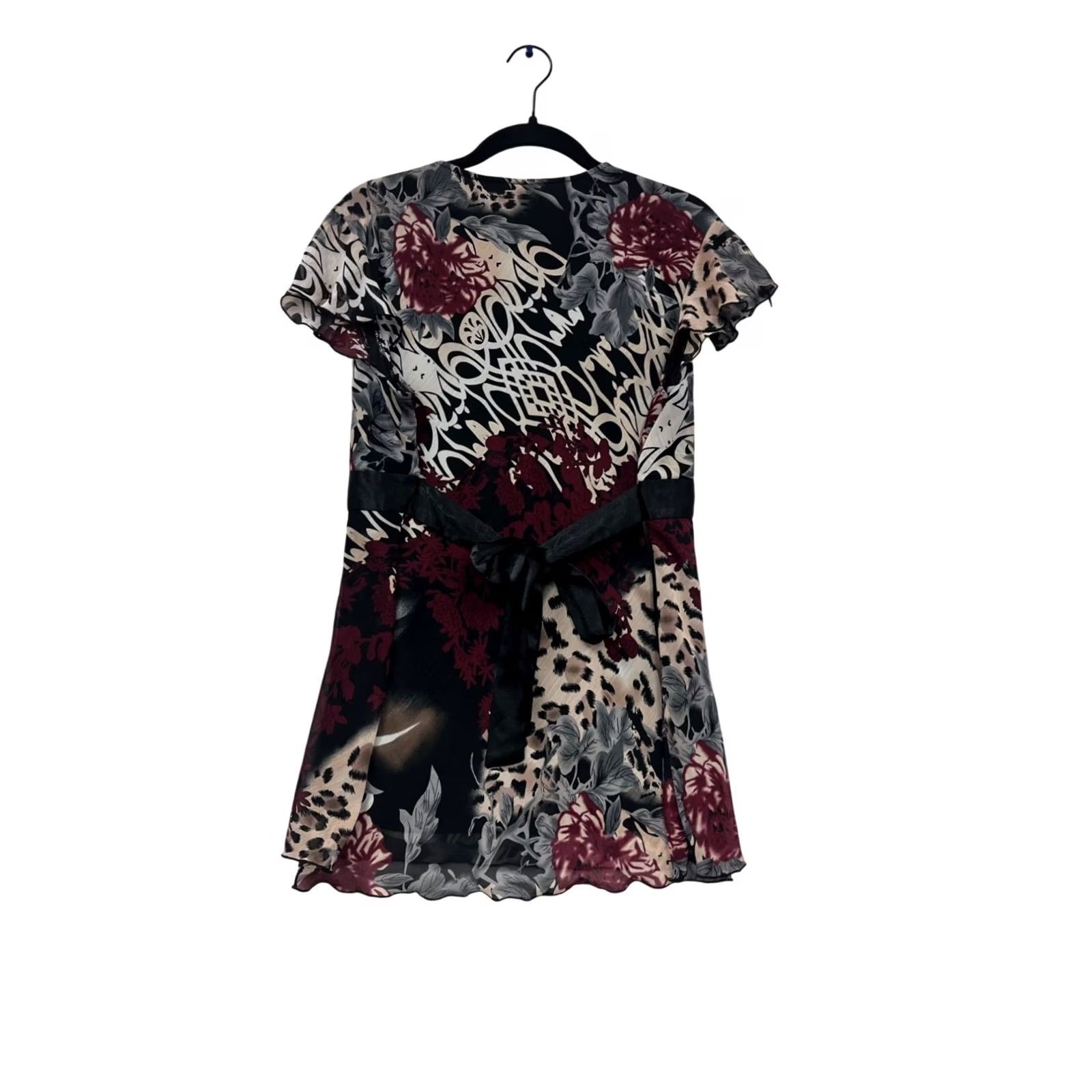 Vintage Dressbarn Dress Floral & Animal Print V-Neck Dress L Womens Blouson Midi Black Polyester Summer Spring Fall Kid? Size L / US 10 / IT 46 - 2 Thumbnail