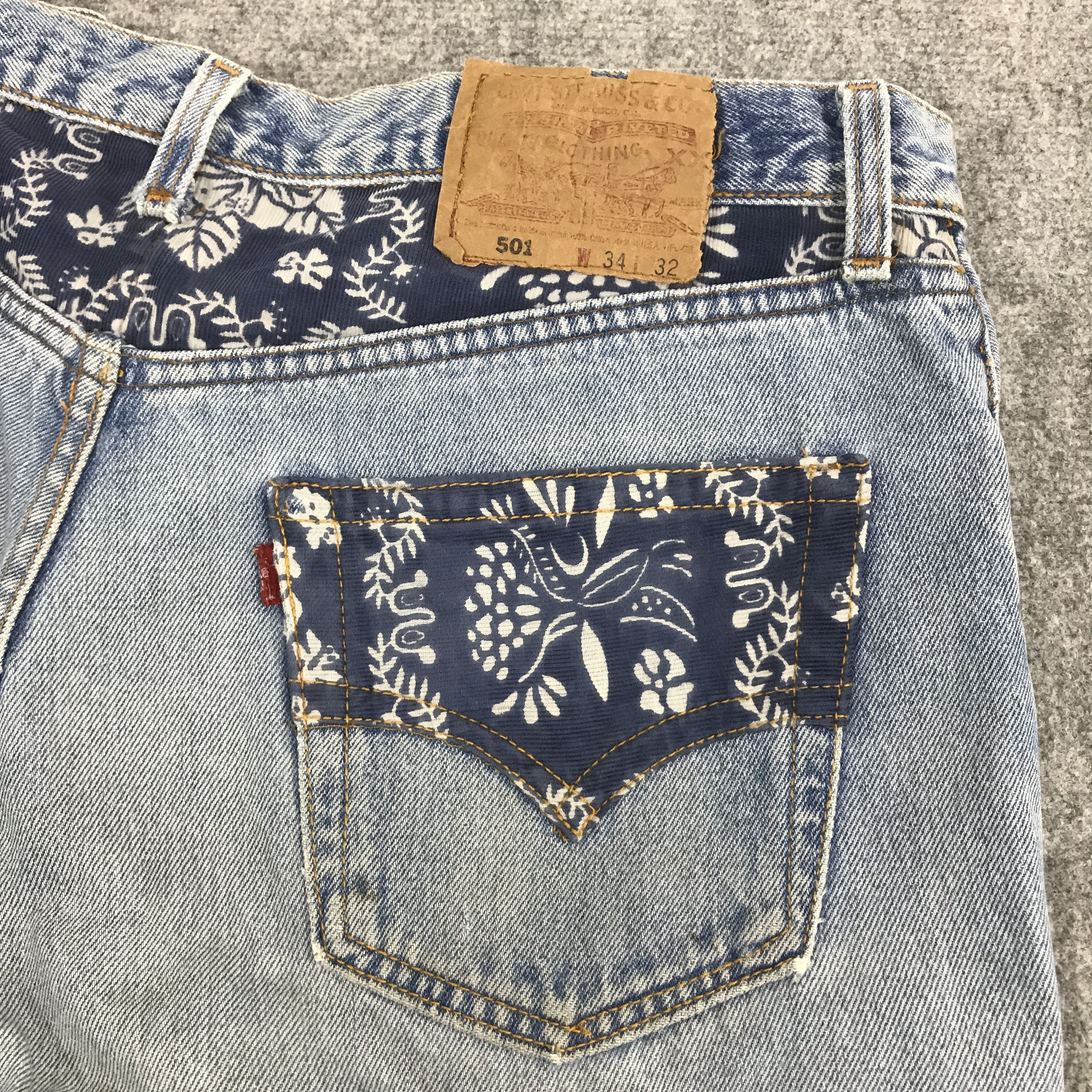 Levi's Vintage Clothing × Vintage Vtg Levi's 501 distressed patchwork denim jeans pants Size US 32 / EU 48 - 8 Thumbnail