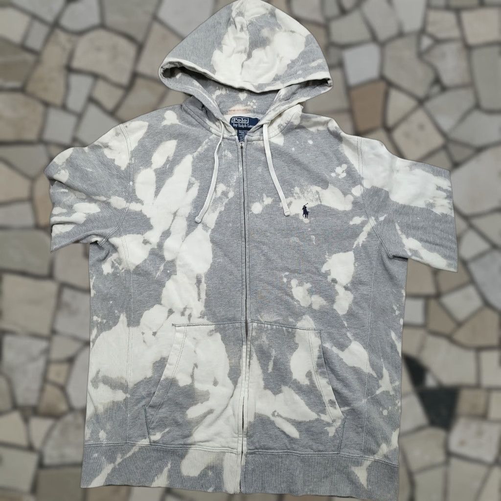 Polo Ralph Lauren VINTAGE Polo Ralph Lauren Full Zip Hoodie Sweatshirt Gray Tie Dye Acid Wash M Mens Size US M / EU 48-50 / 2 - 1 Thumbnail