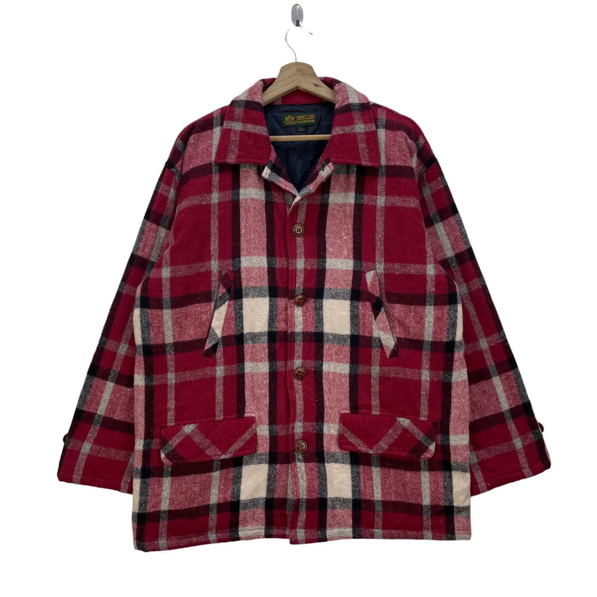 image of Flannel x Tenderloin Vintage Brand Stuart Tartan Jacket in Red Tartan, Men's (Size Medium)