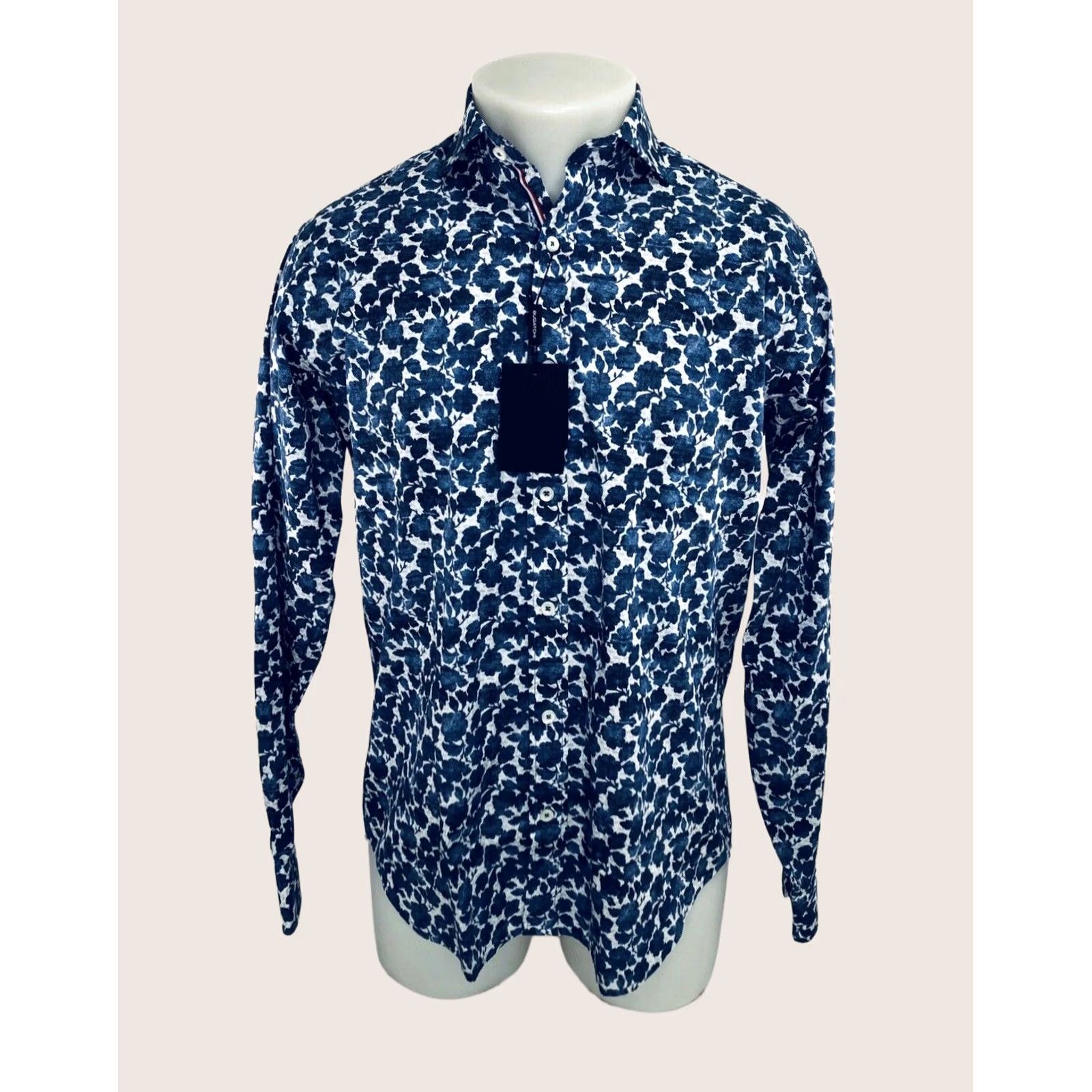 BUGATCHI BUGATCHI Mens S Shirt Floral White / Blue Button-Up Size US S / EU 44-46 / 1 - 1 Thumbnail