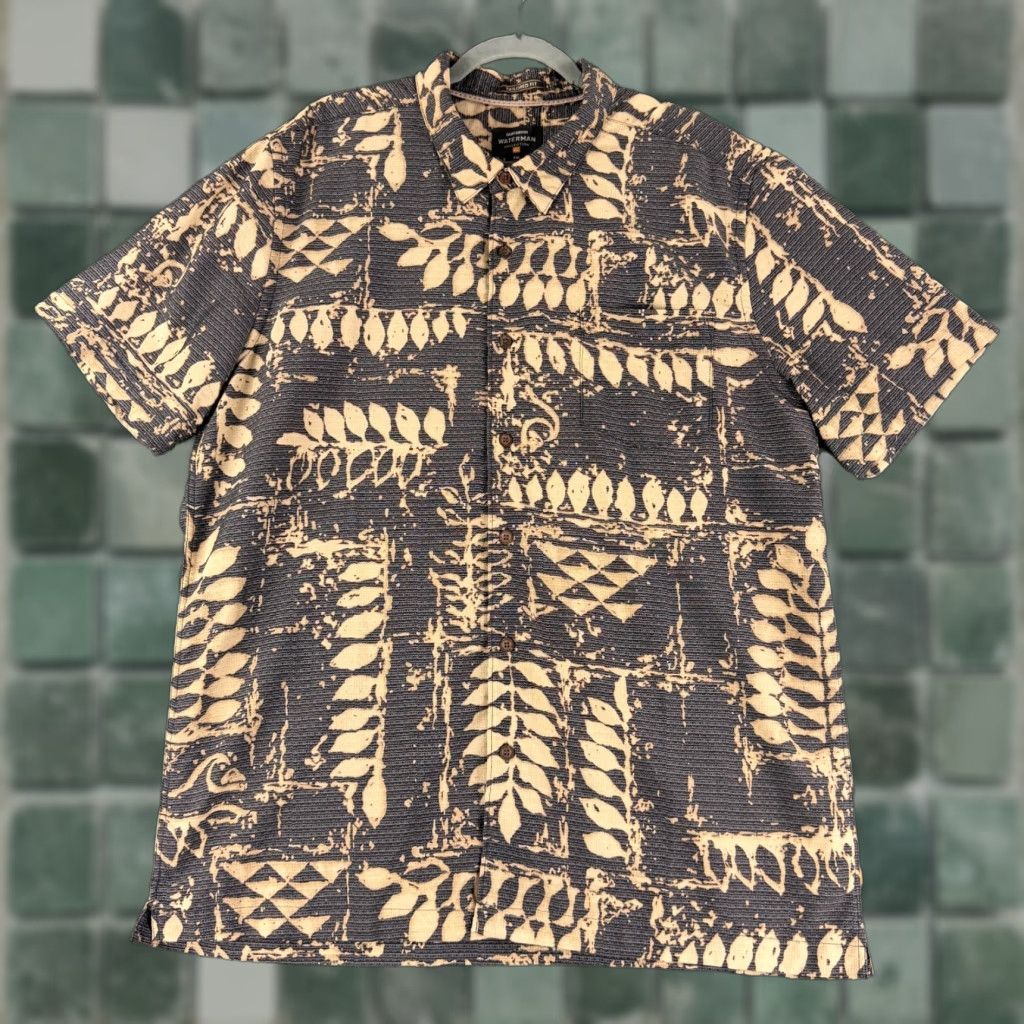 Quiksilver Quiksilver Waterman Button-Up Shirt Mens XXL Beige Floral Short Sleeve Classic Collared SS Size US XXL / EU 58 / 5 - 1 Thumbnail