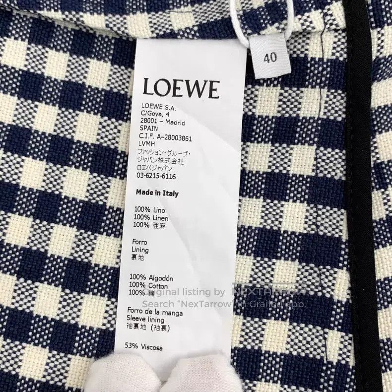 Loewe Loewe Grey Checkered Linen Notched Collar Single-Breasted Size S / US 4 / IT 40 - 6 Thumbnail
