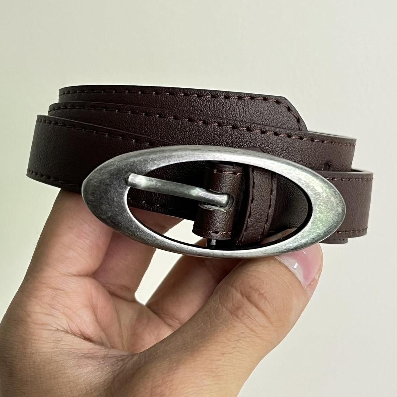 Japanese Brand y2k style brown american western simple designer oval belt Size ONE SIZE - 4 Thumbnail