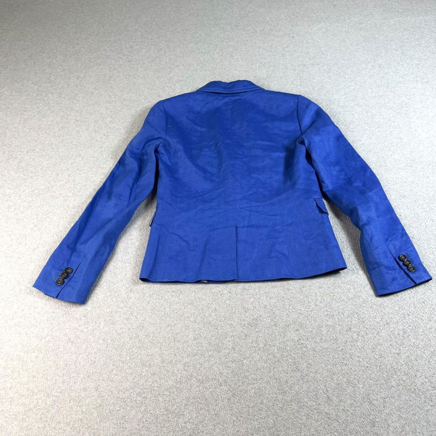 J.Crew J.CREW Blazer Women 0 Linen Button Two-Button Notch Front Petite Office Career Lightweight Blue Jacket Size XS / US 0-2 / IT 36-38 - 2 Thumbnail