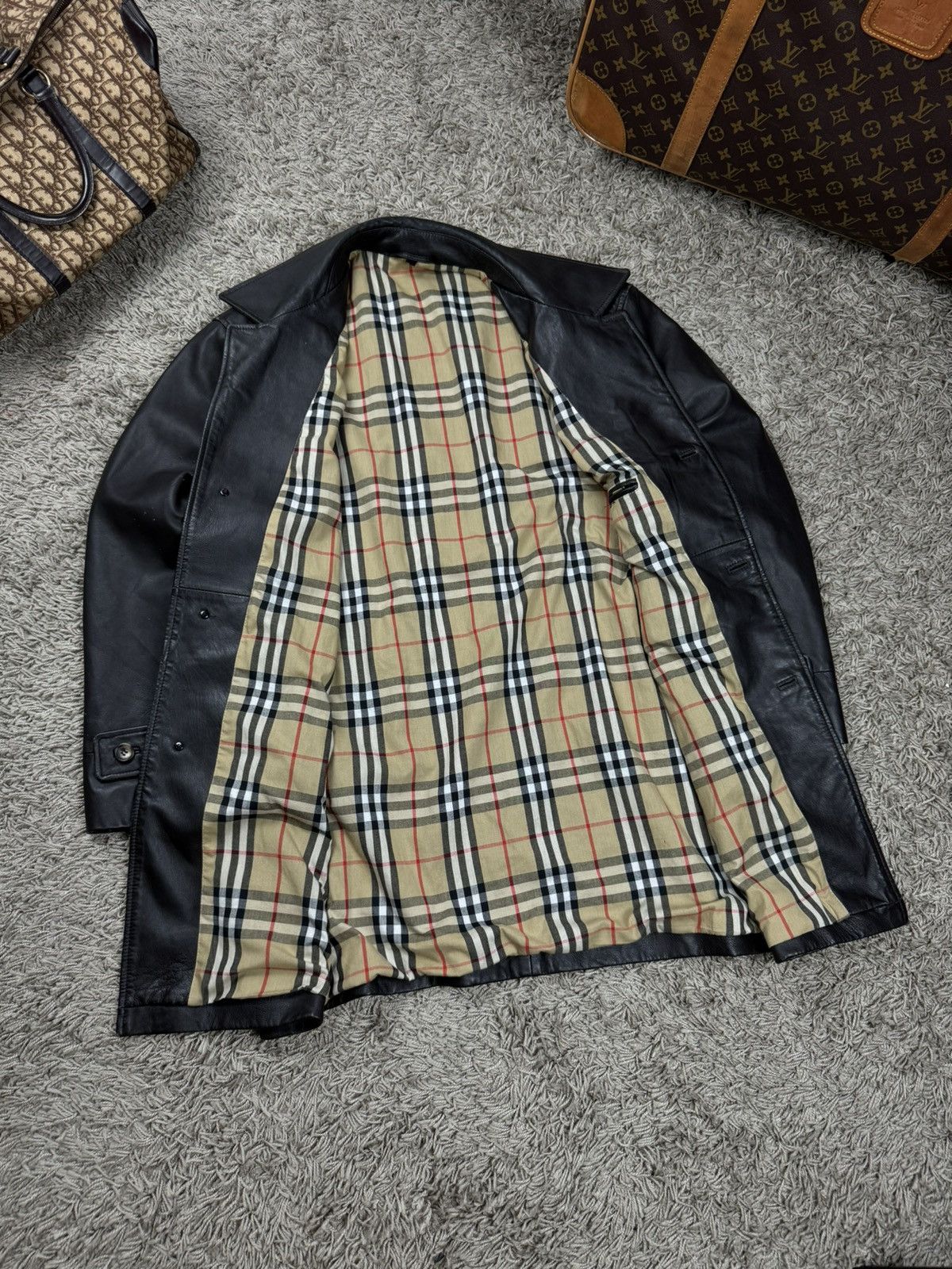 Burberry × Genuine Leather × Vintage Vintage leather jacket Burberry original luxury casual item Size US XL / EU 56 / 4 - 2 Thumbnail