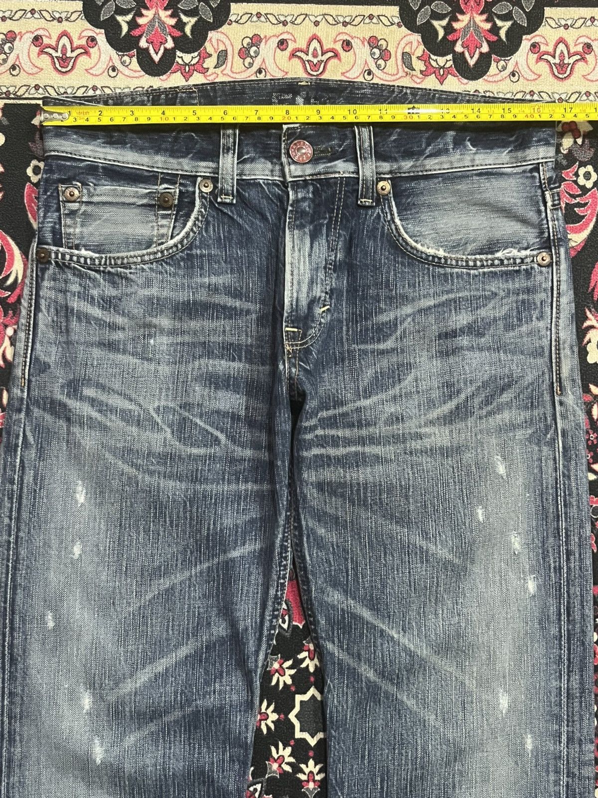 Tornado Mart ⚡️Flare⚡️Vintage Edwin Blue Trip Whiskering Blue Washed Jeans Size US 30 / EU 46 - 13 Thumbnail