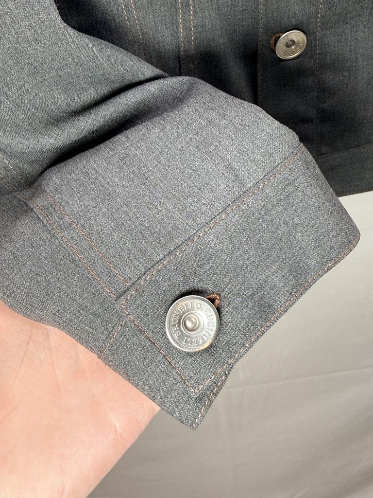 Brunello Cucinelli BRUNELLO CUCINELLI Wool Denim Bomber Grey Jacket Size US M / EU 48-50 / 2 - 10 Thumbnail