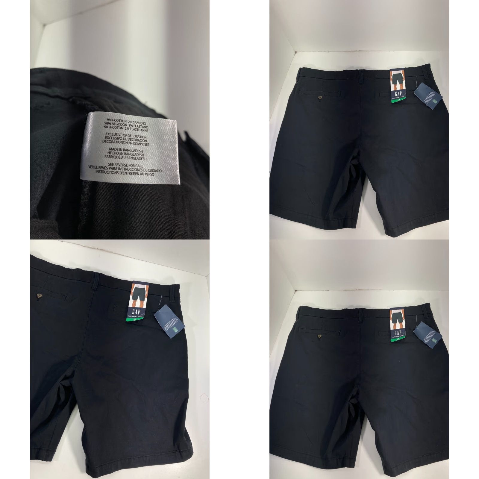 Gap Gap Chino Shorts Mens 38 Black Flat Front Pockets Stretch NWT Size US 38 / EU 54 - 8 Thumbnail