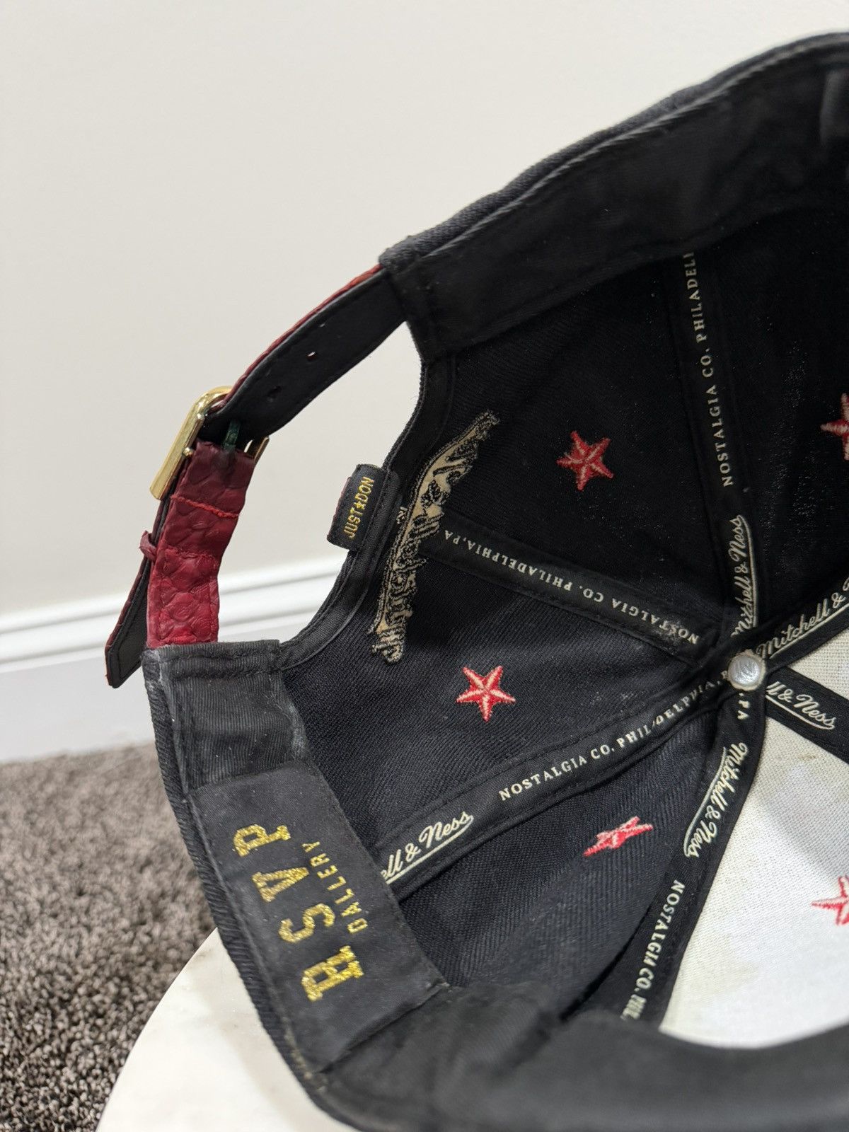 Just Don Just Don x Mitchell & Ness RSVP Black Blank Red Stars Hat Size ONE SIZE - 10 Thumbnail