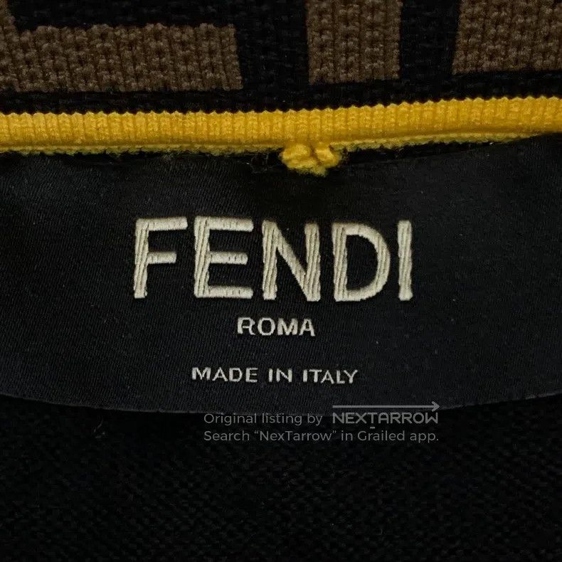 Fendi Fendi Black collar logo letter merino wool long sleeve kni Size US M / EU 48-50 / 2 - 5 Thumbnail